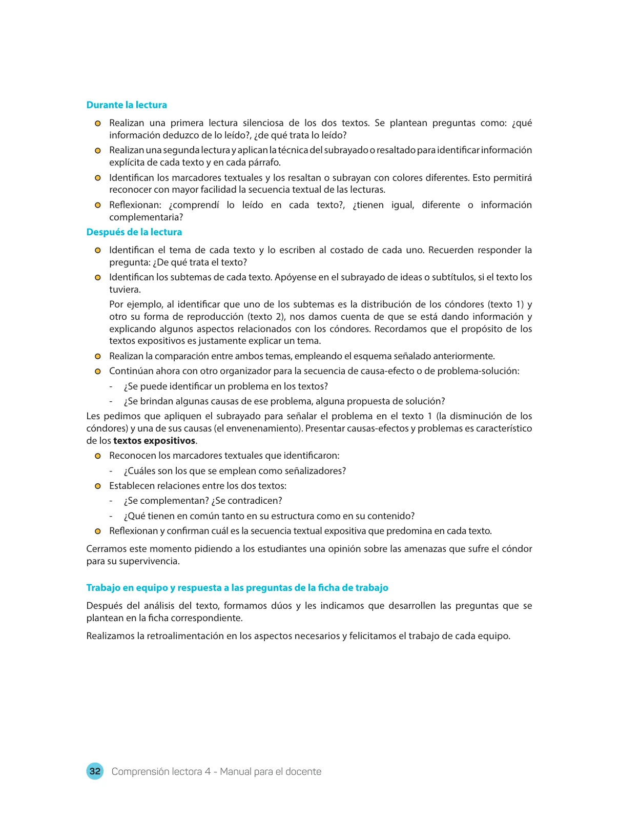 Miniatura página 34 de Comprensión lectora 4 : manual para el docente de cuarto grado de Secundaria · 2017