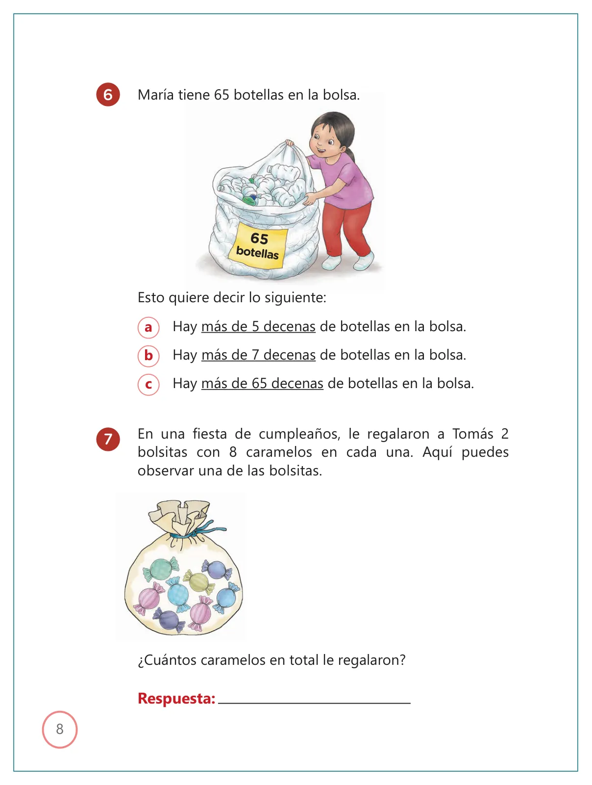 Miniatura página 8 de Kit de evaluación Proceso 1 Demostrando lo que aprendimos : Matemática, segundo trimestre, ﻿Segundo grado - Primaria · 2019
