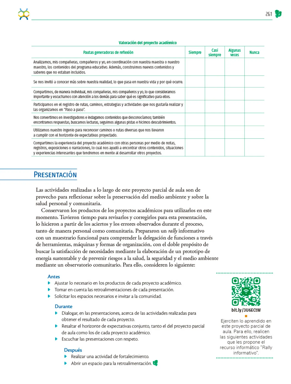 Miniatura página 262 de Colección Nanahuatzin. Nuestro libro de Proyectos.  Tomo II.  Libro de Educación Telesecundaria Grado 3°  Ciclo Escolar 2025 - 2026
