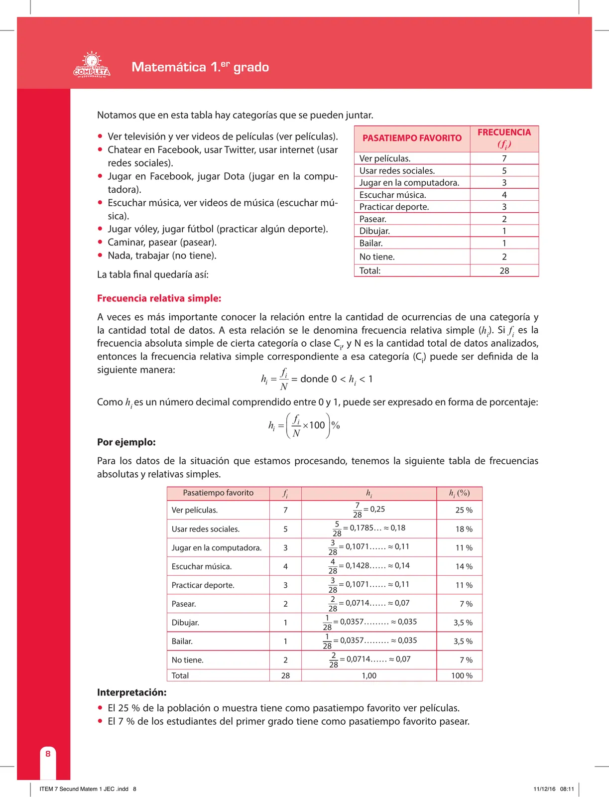 Miniatura página 8 de Matemática 1 : cuaderno de reforzamiento pedagógico - JEC · 2016