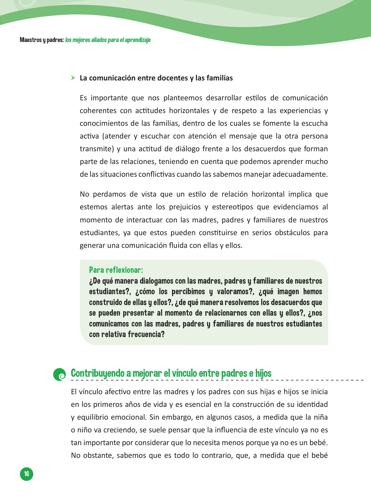 Página 18 de Guía para el trabajo docente con las familias del ciclo V de Primaria · 2016