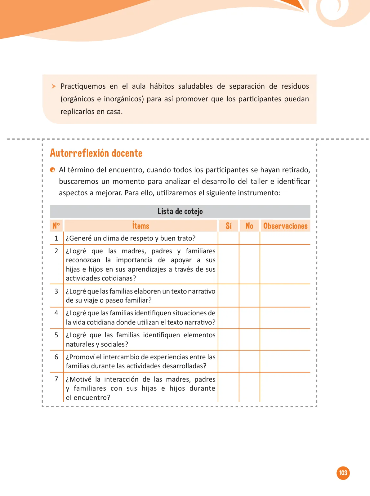 Miniatura página 105 de Guía para el trabajo docente con las familias del ciclo IV de Primaria · 2016