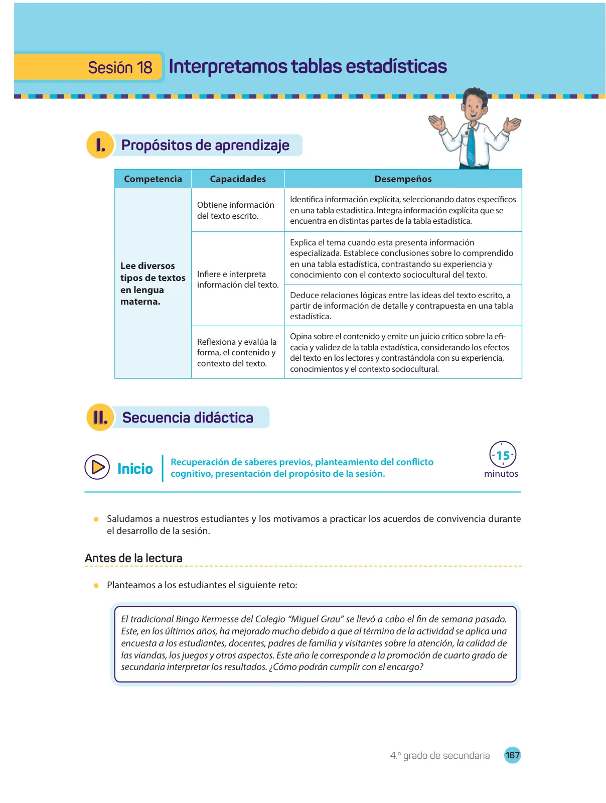 Miniatura página 169 de Comprensión lectora : manual para el docente de cuarto grado de Secundaria 2018 · 2018