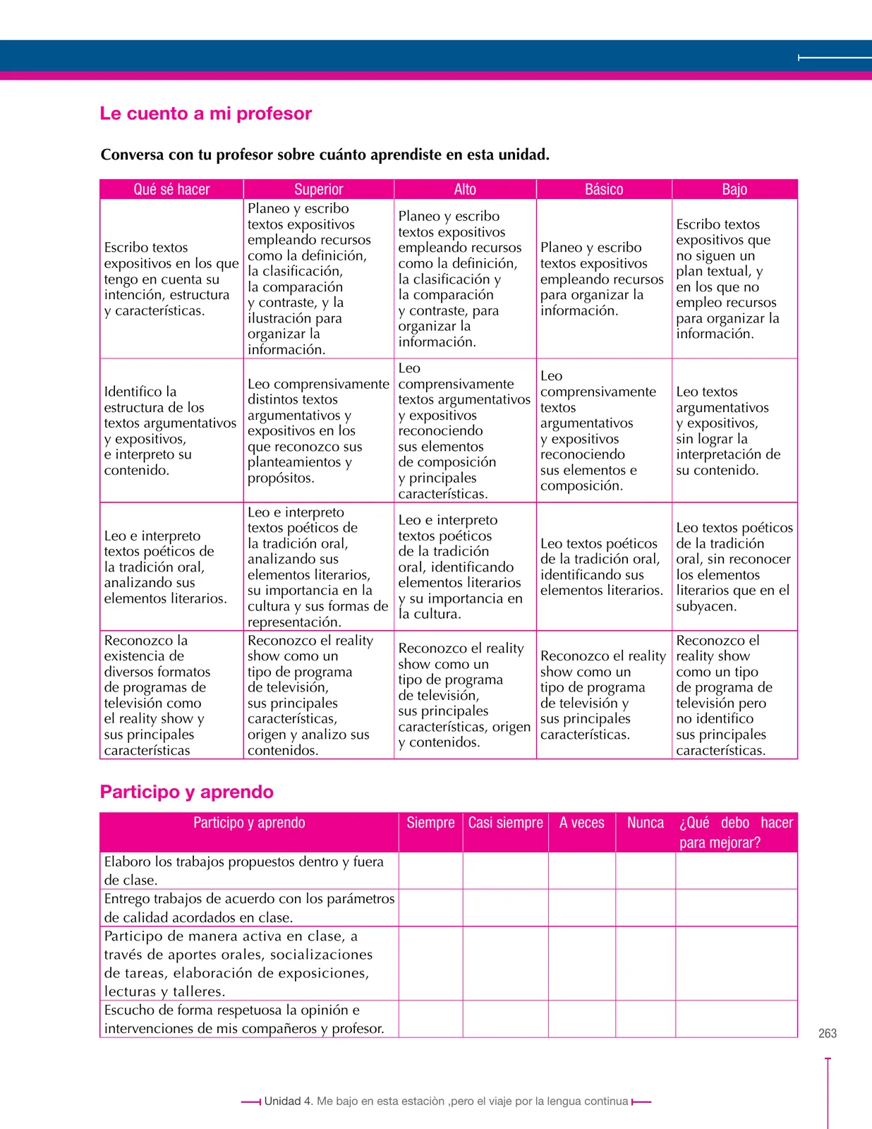 Página 263 de Lenguaje 7° · Secundaria Activa