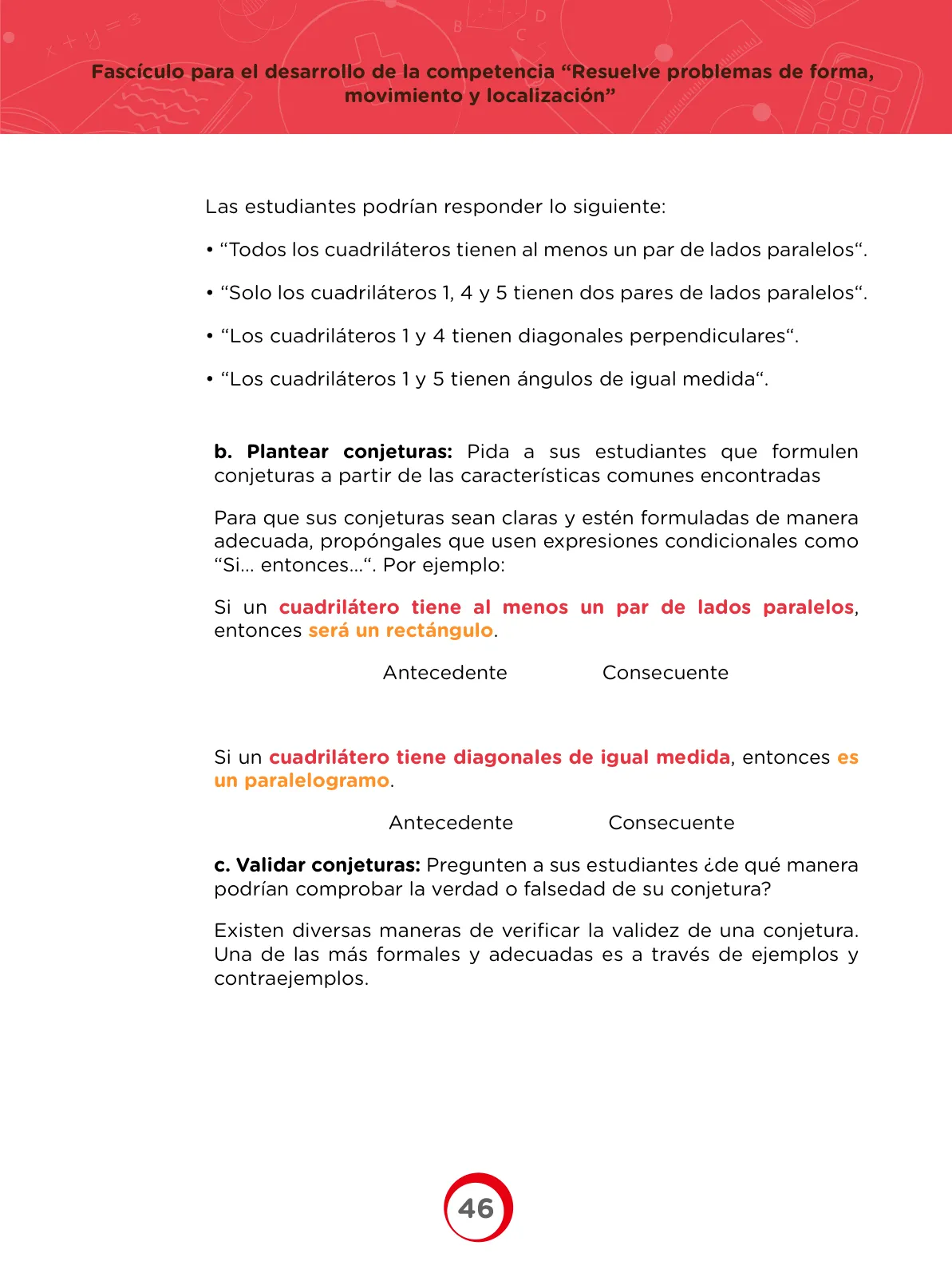 Página 46 de Fascículo para el desarrollo de competencia Resuelve problemas de forma, movimiento y localización · 2024