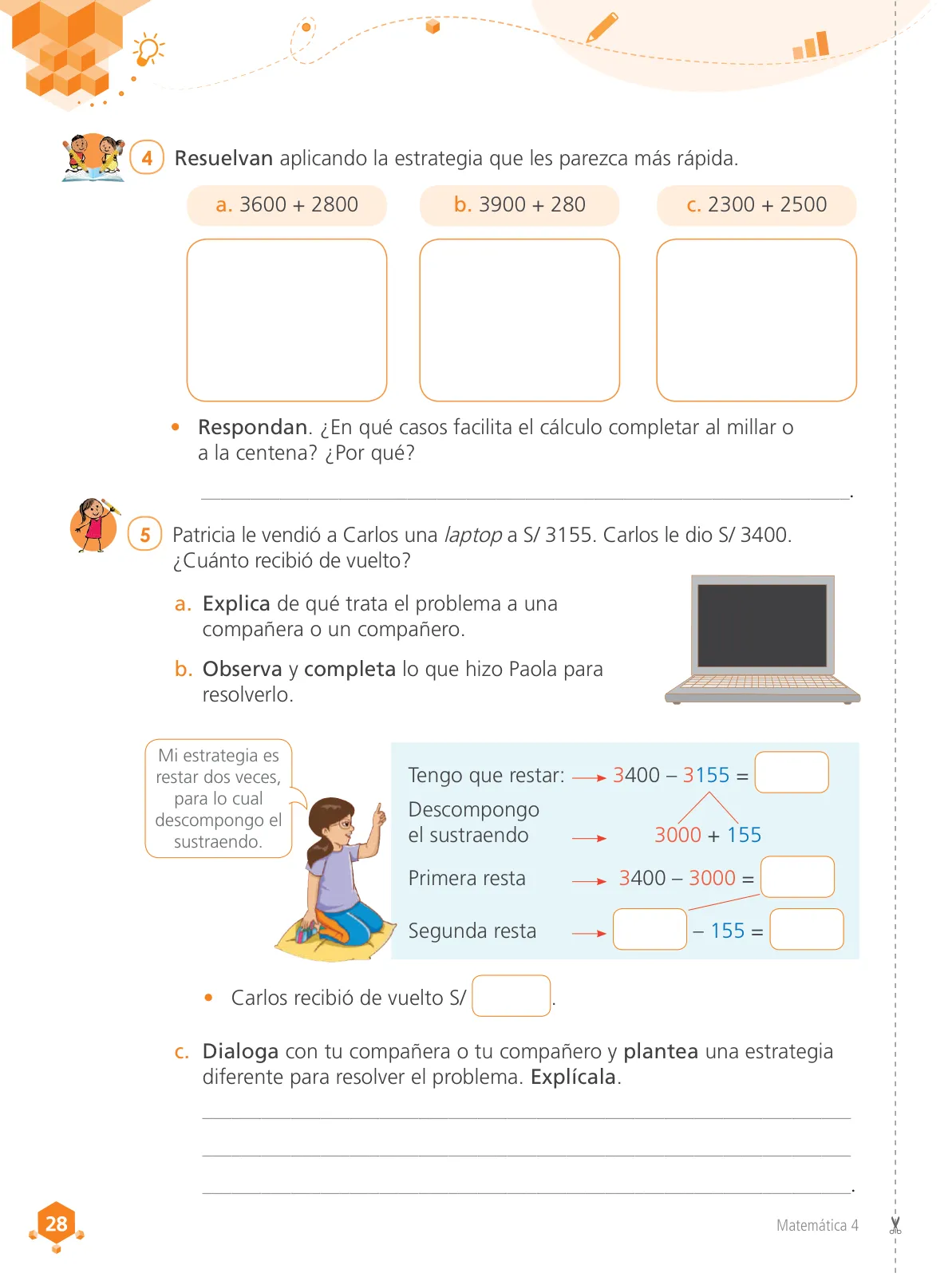 Miniatura página 30 de Matemática 4 : cuaderno de trabajo para cuarto grado de Educación Primaria 2019 · 2019