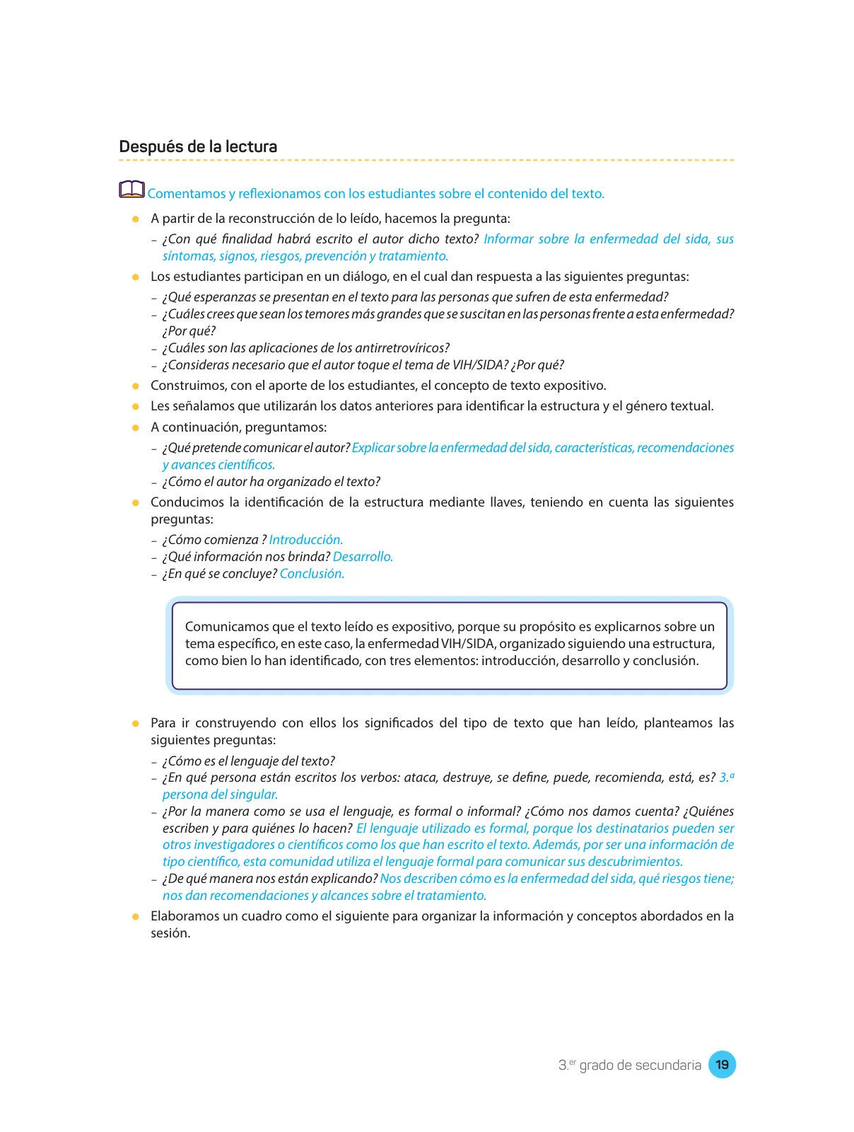 Página 21 de Comprensión lectora : manual para el docente de tercer grado de Secundaria 2018 · 2018