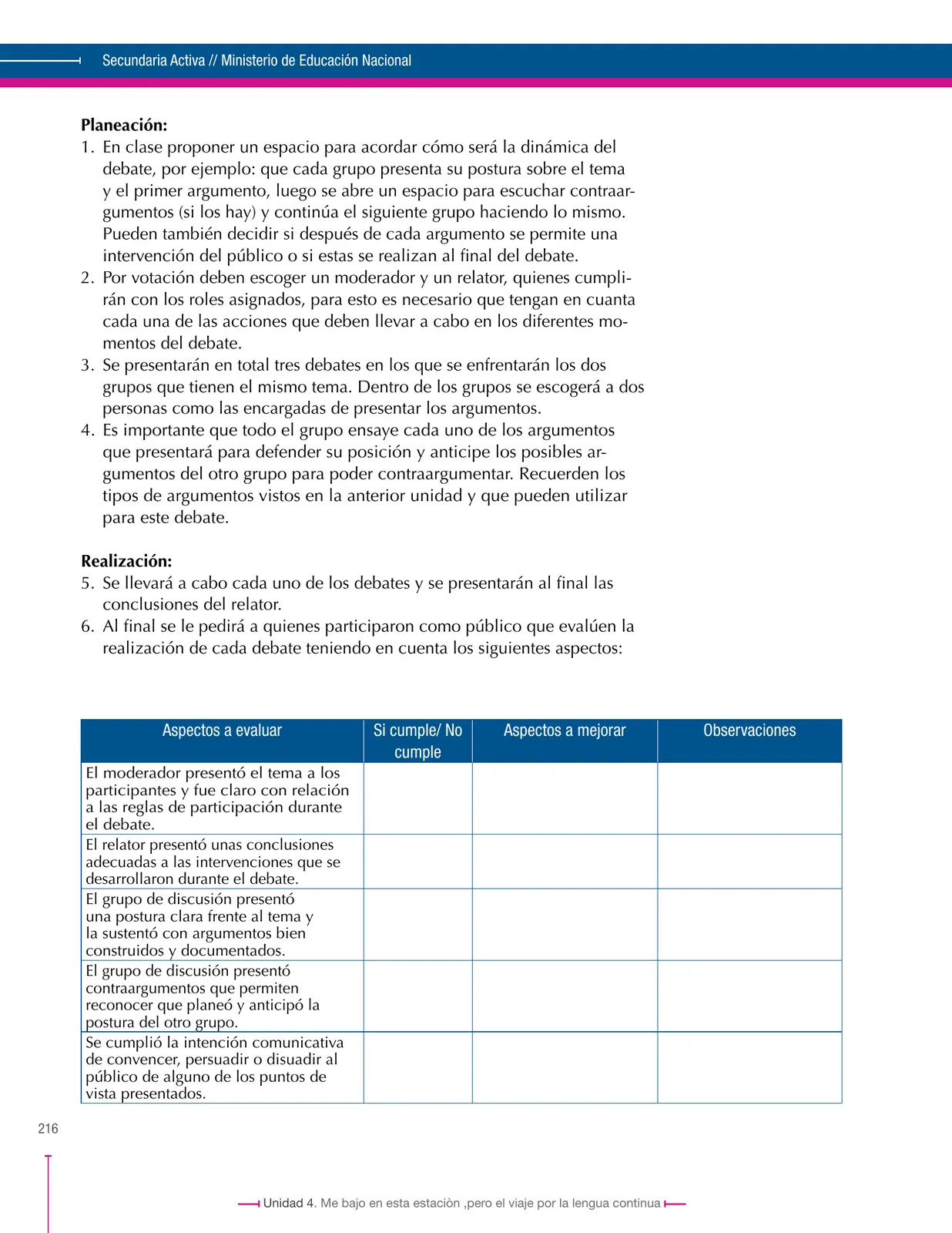 Página 216 de Lenguaje 7° · Secundaria Activa