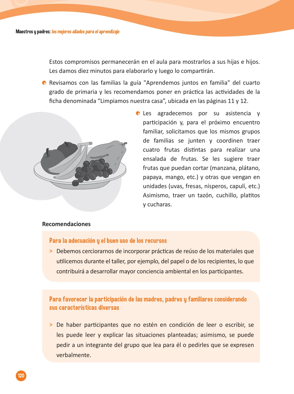 Página 122 de Guía para el trabajo docente con las familias del ciclo IV de Primaria · 2016