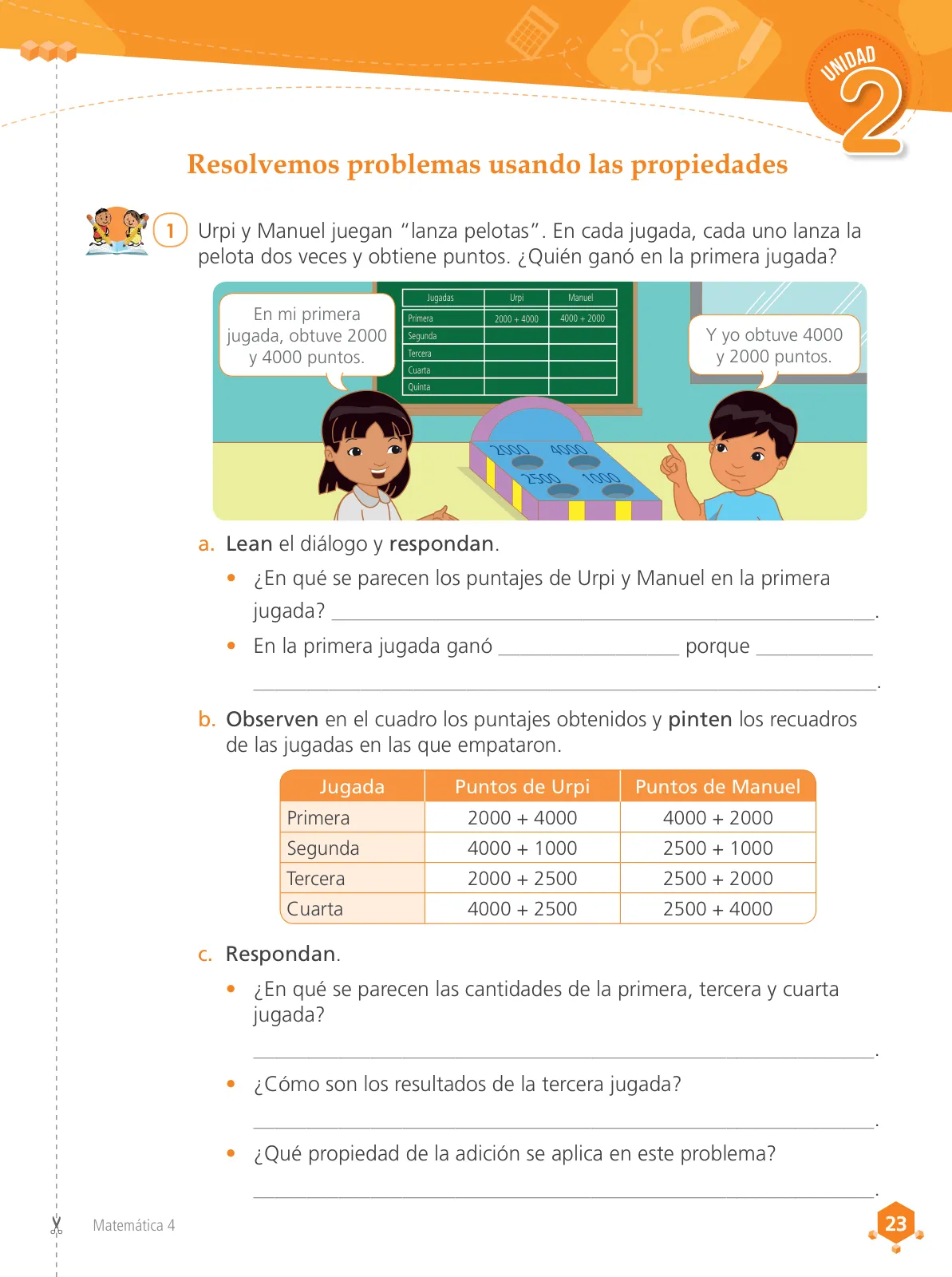 Página 25 de Matemática 4 : cuaderno de trabajo para cuarto grado de Educación Primaria 2019 · 2019