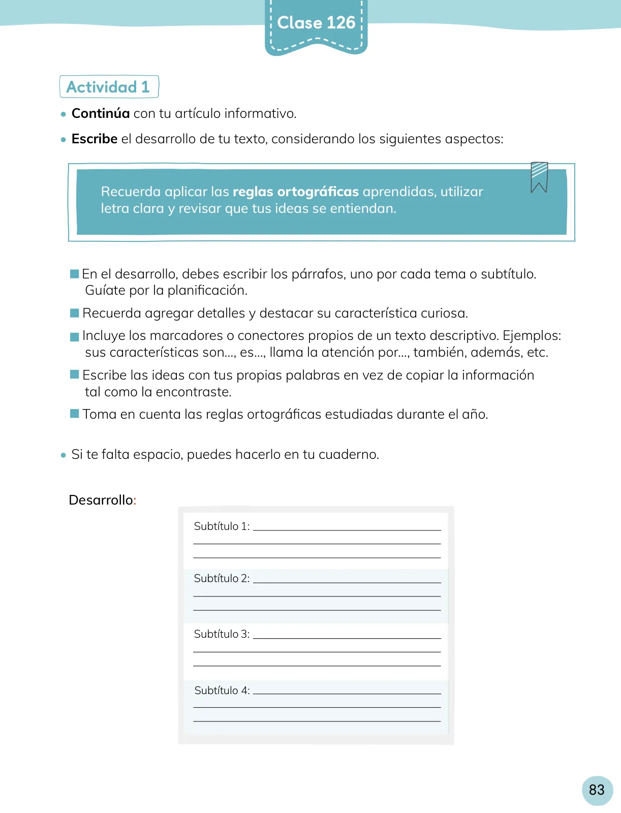 Página 84 de Lenguaje y Comunicación – Cuarto Básico | Texto del Estudiante MINEDUC – Descargar PDF · 2024