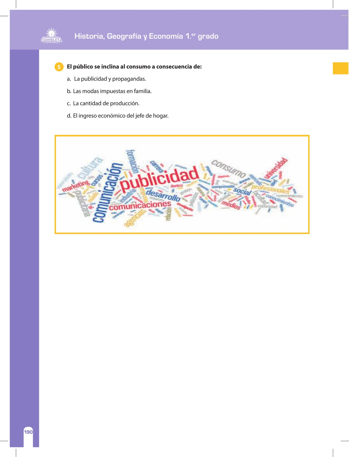 Miniatura página 190 de Historia, Geografía y Economía 1 : cuaderno de reforzamiento pedagógico - JEC · 2016