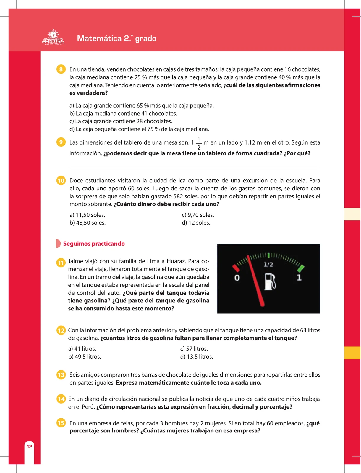 Página 12 de Matemática 2 : cuaderno de reforzamiento pedagógico - JEC · 2016