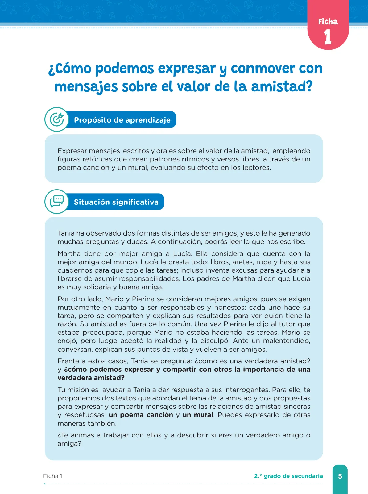 Miniatura página 7 de Fichas de aprendizaje de Comunicación 2 · 2024