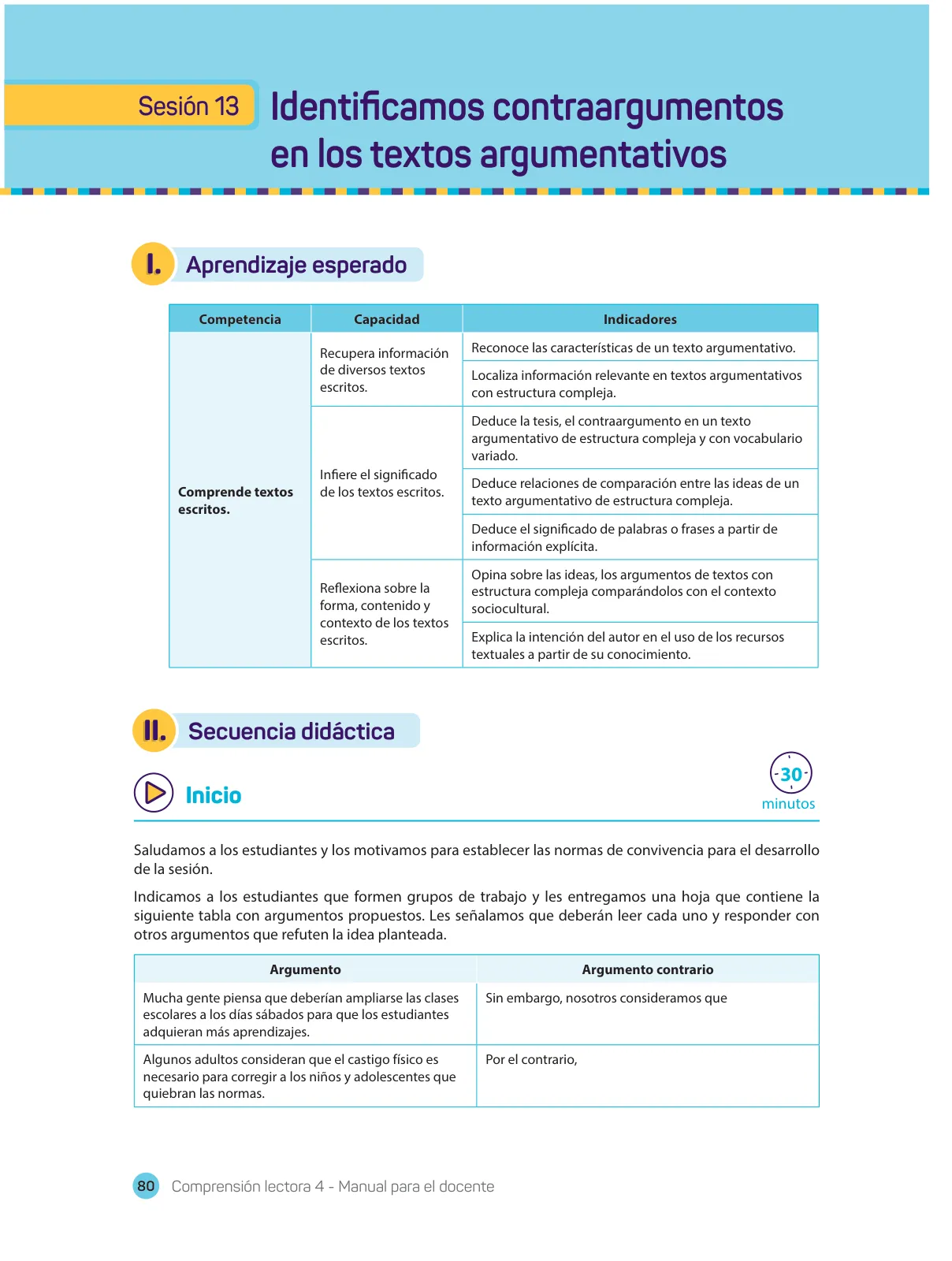Página 82 de Comprensión lectora 4 : manual para el docente de cuarto grado de Secundaria · 2017
