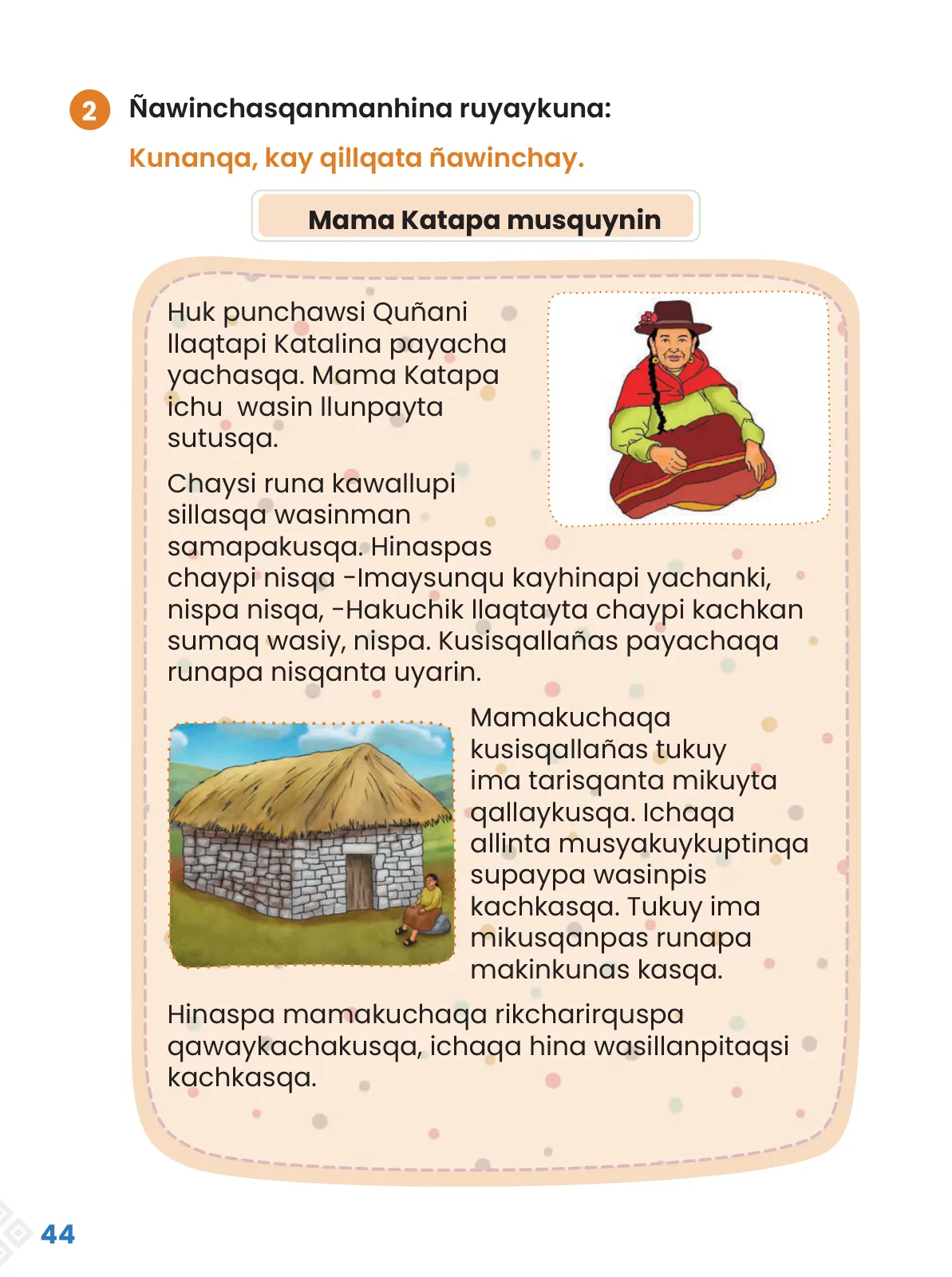 Página 46 de Ñawinchana Maytu 2 Quechua - Chanka. Texto de Comunicación del 2° Primaria - Quechua Chanka · 2023