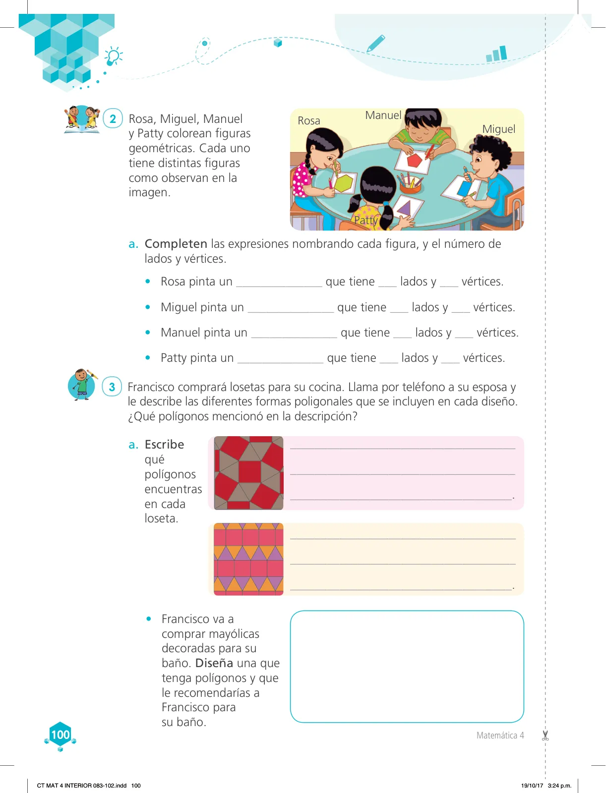 Página 100 de Matemática 4 : cuaderno de trabajo para cuarto grado de Educación Primaria 2018 · 2018
