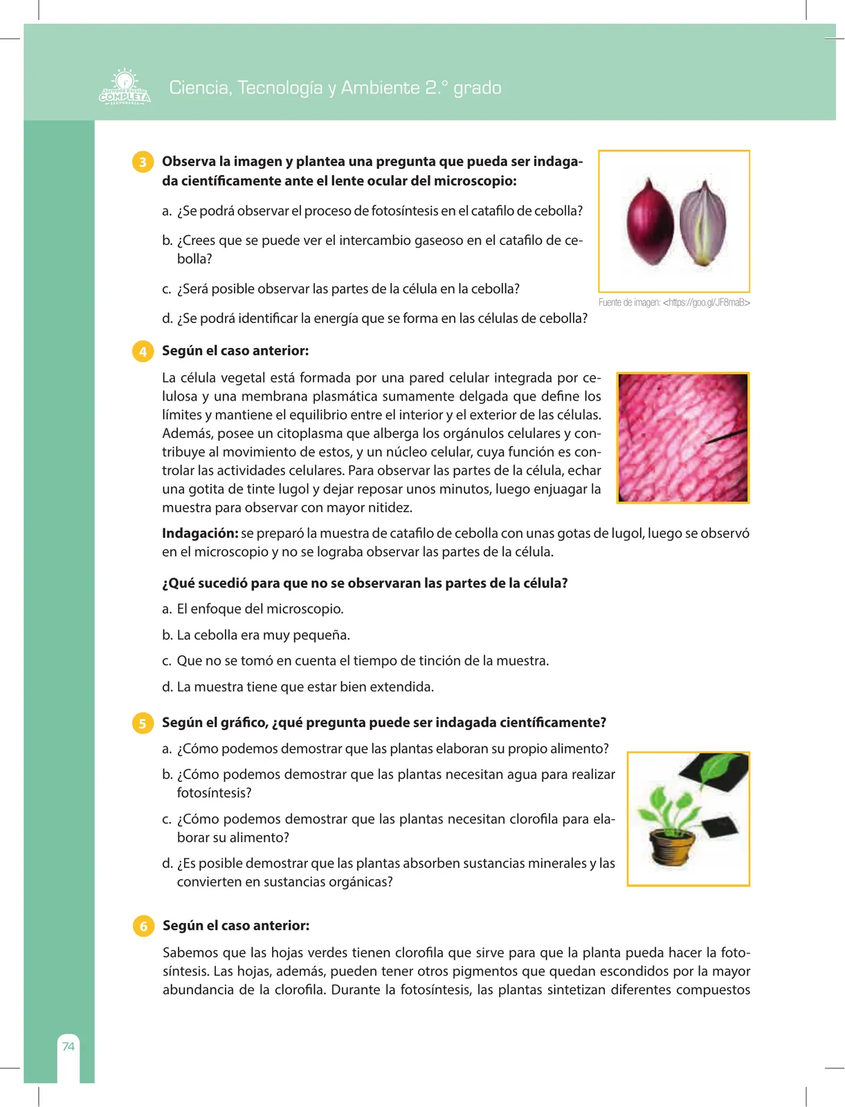 Página 74 de Ciencia, Tecnología y Ambiente 2 : cuaderno de reforzamiento pedagógico - JEC · 2016