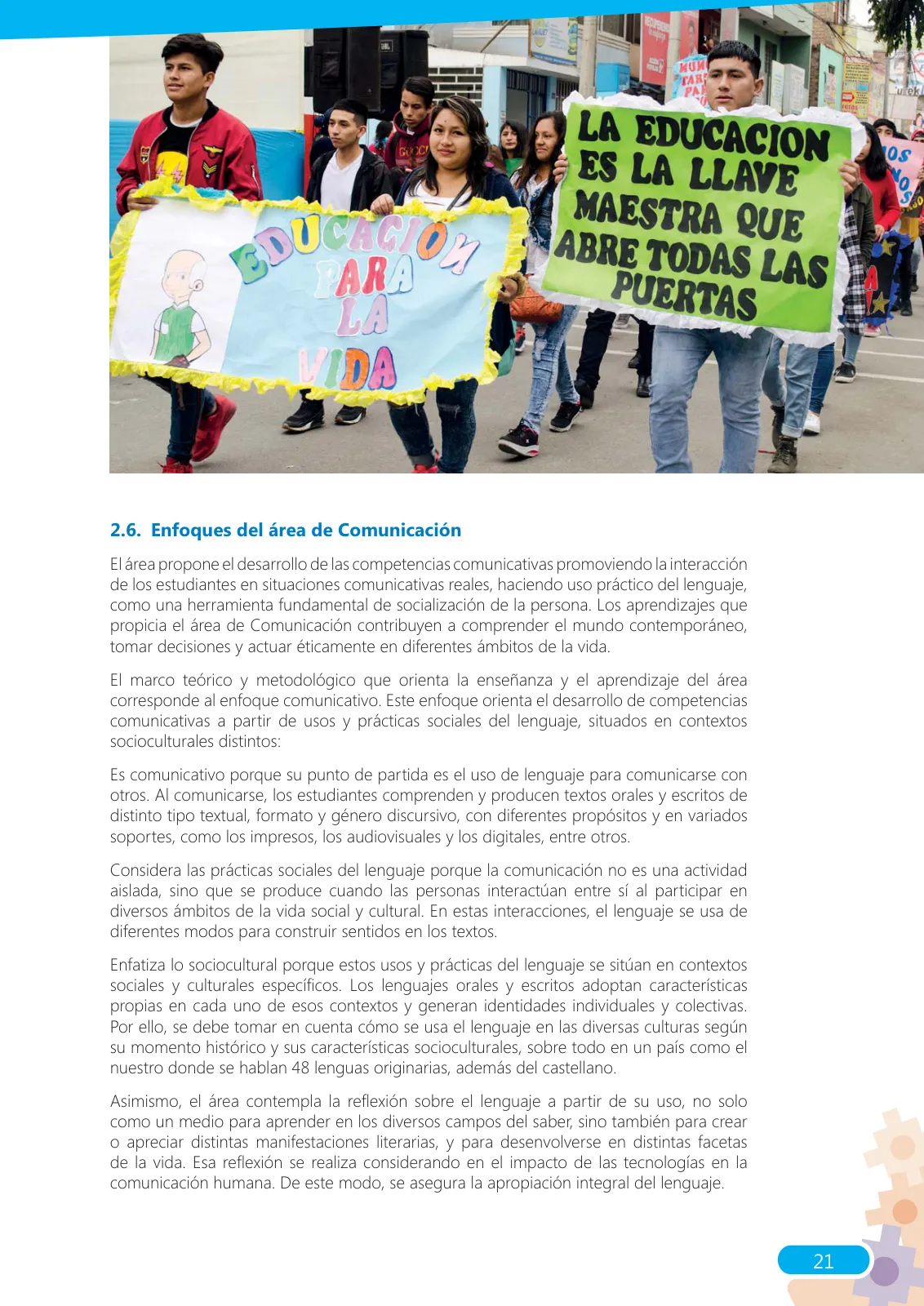 Miniatura página 21 de Guía para el docente sobre el uso del material educativo, Quechua Chanka. Ciclos Inicial e Intermedio, área de Comunicación · 2020