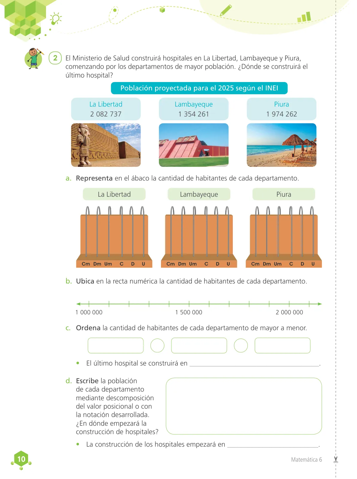Página 12 de Matemática 6 : cuaderno de trabajo para sexto grado de Educación Primaria 2019 · 2019