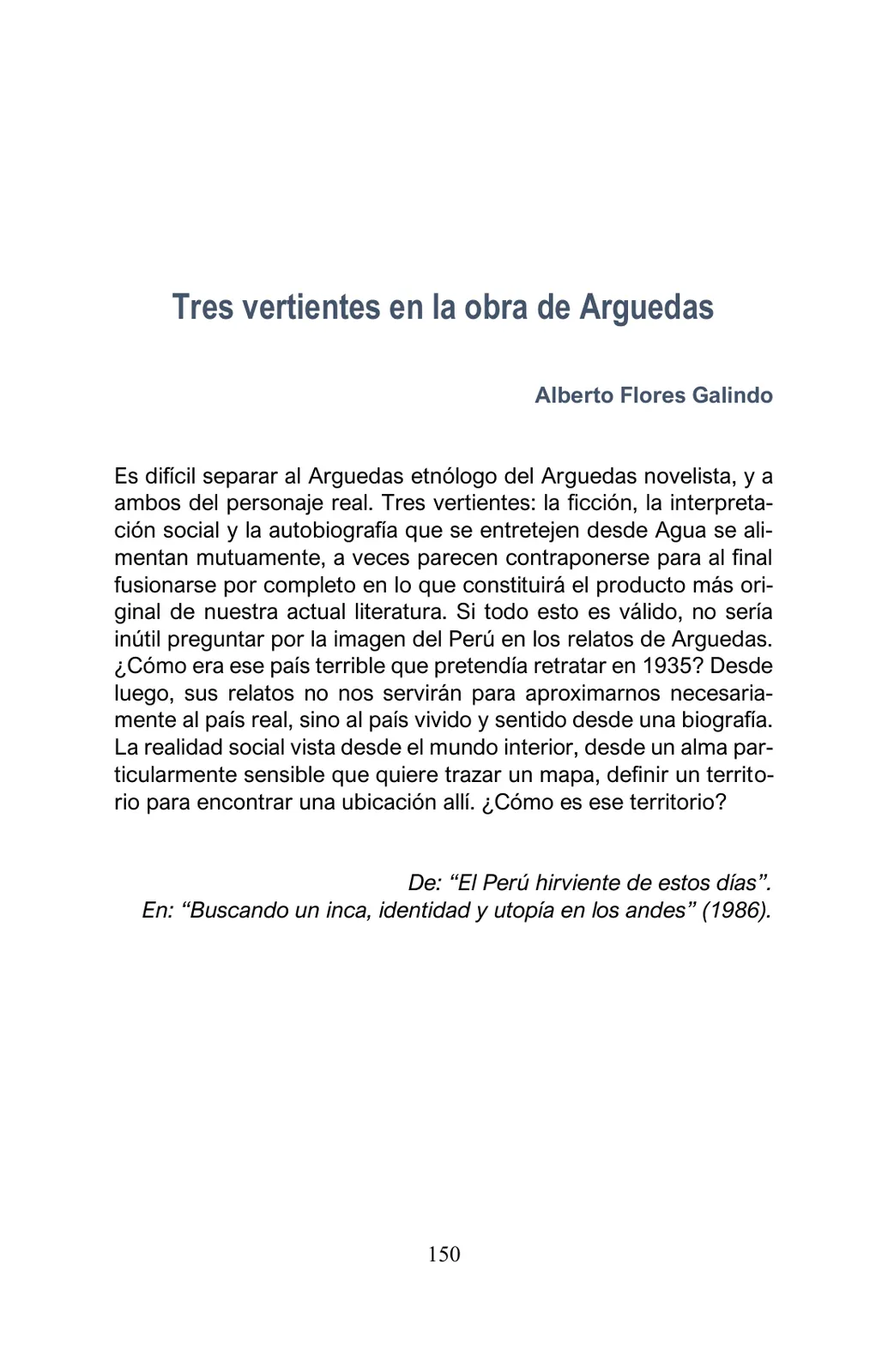 Miniatura página 150 de Arguedas, entre el fuego y el amor : textos seleccionados para estudiantes de Educación Básica · 2021