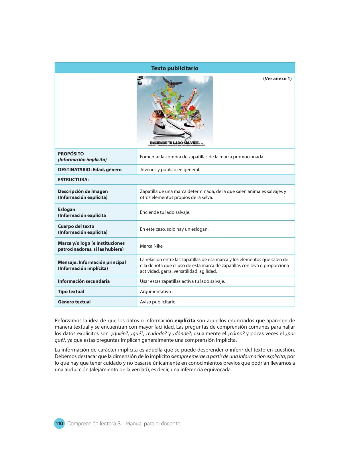 Página 112 de Comprensión lectora 3 : manual para el docente de tercer grado de Secundaria · 2017