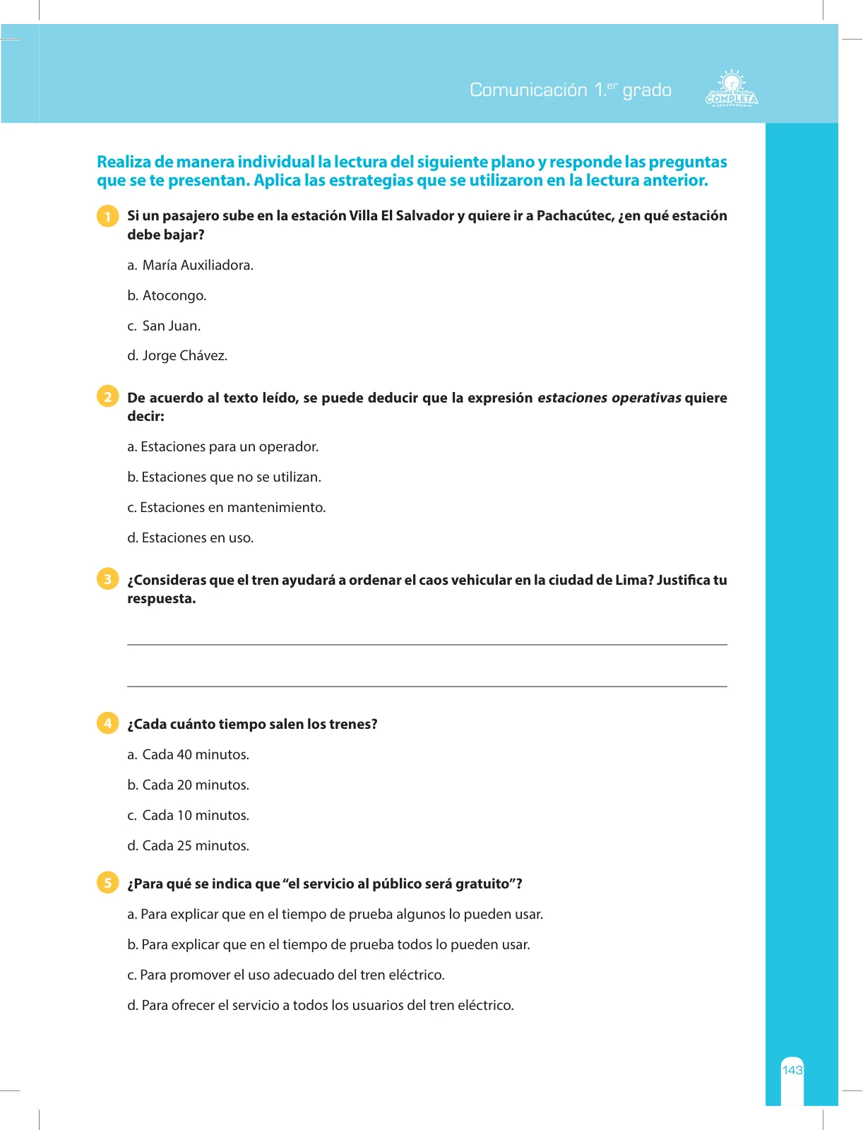 Miniatura página 143 de Comunicación Secundaria 1. Cuaderno de reforzamiento pedagógico - JEC · 2016