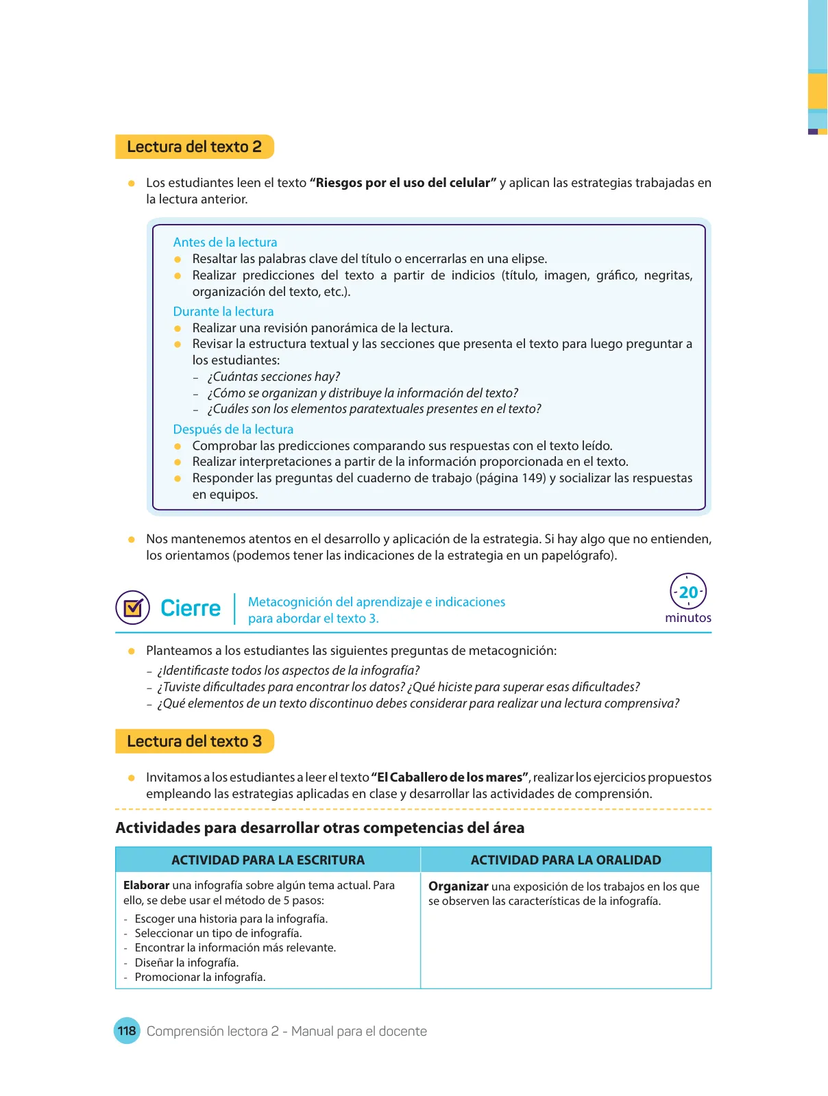 Miniatura página 120 de Comprensión lectora : manual para el docente de segundo grado de Secundaria 2018 · 2018