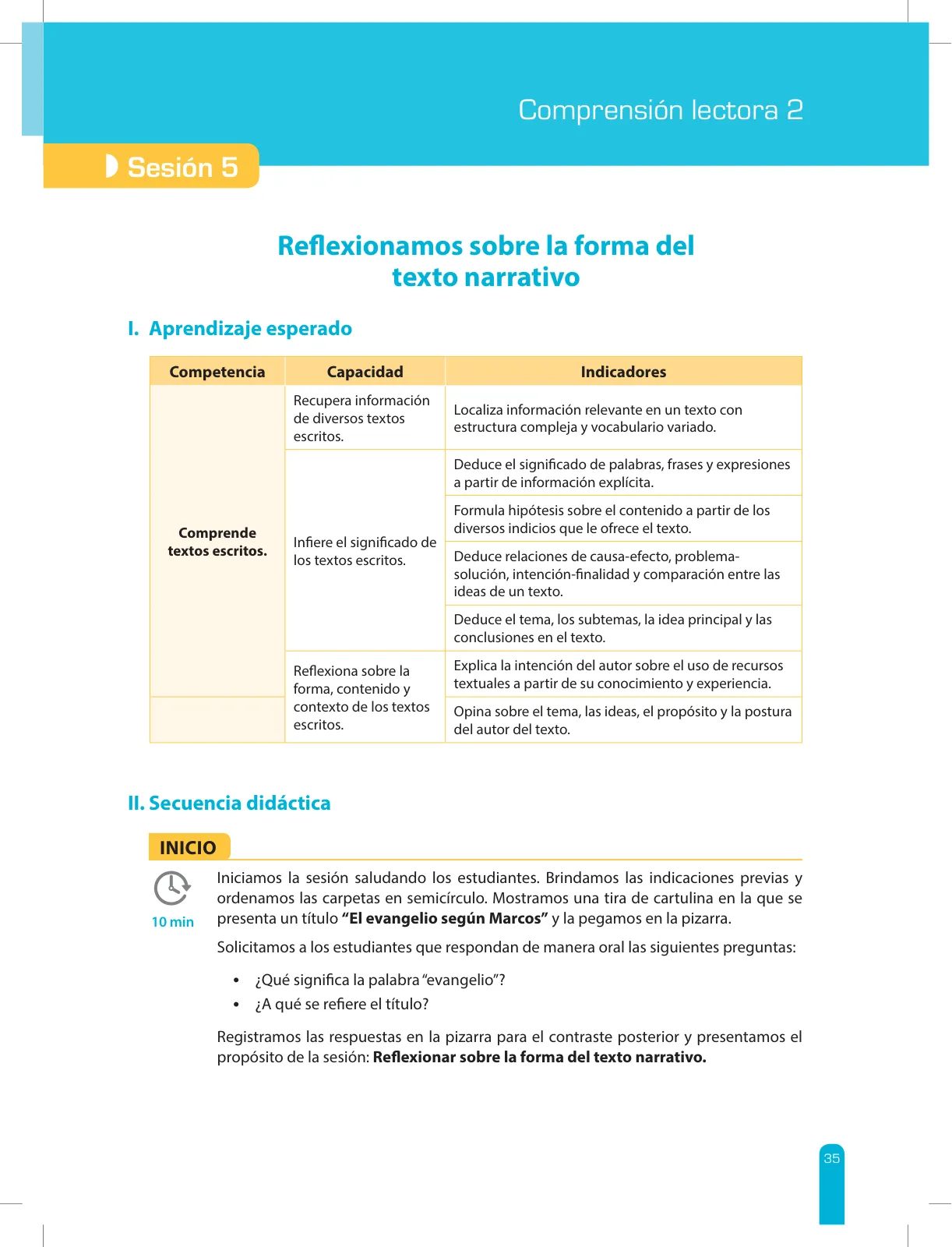 Miniatura página 37 de Comprensión lectora 2 : manual para el docente de segundo grado de Secundaria · 2017