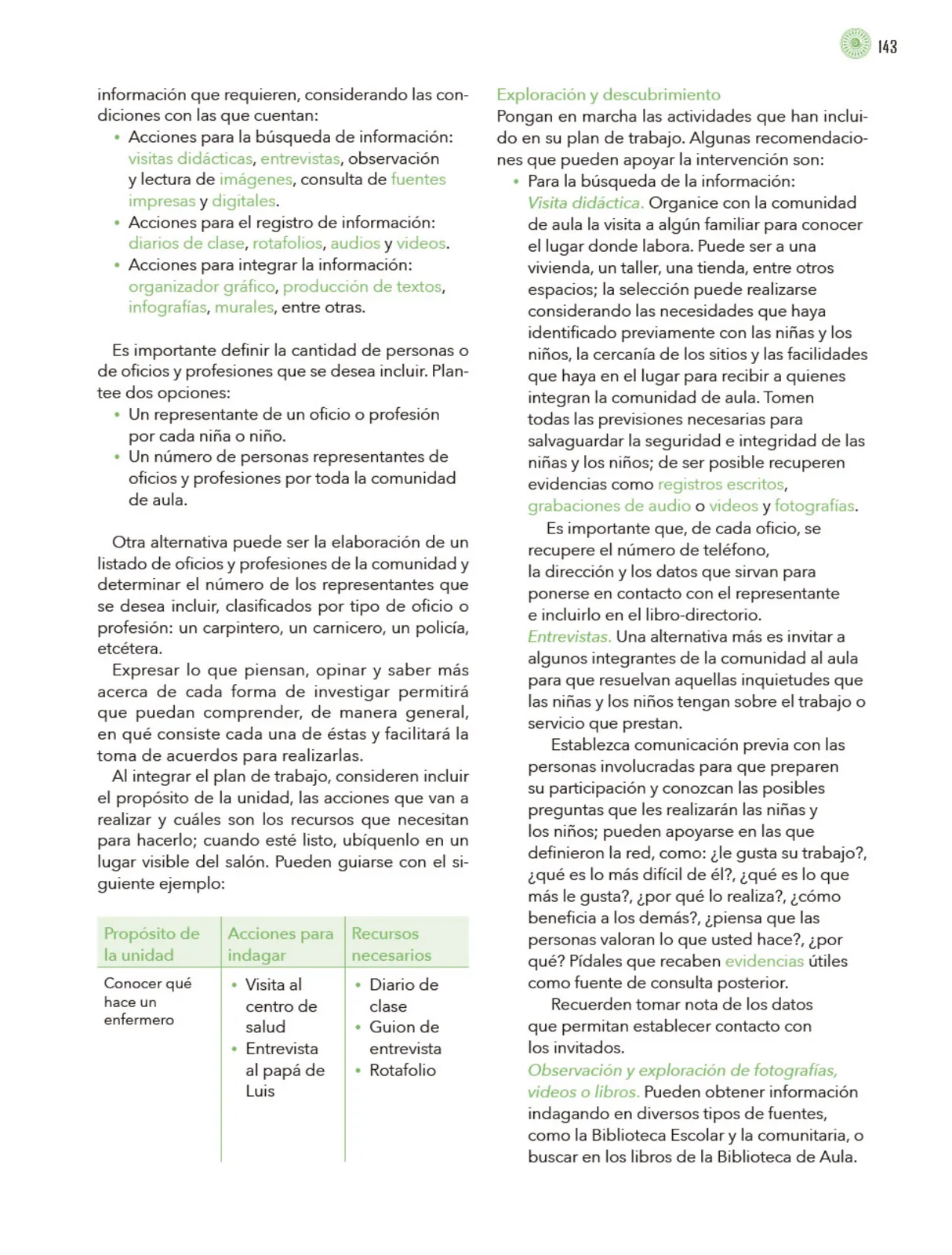 Miniatura página 144 de Modalidades de trabajo para la acción transformadora y el codiseño  Libro de Educación Preescolar Grado 1°, 2°, 3°  Ciclo Escolar 2025 - 2026