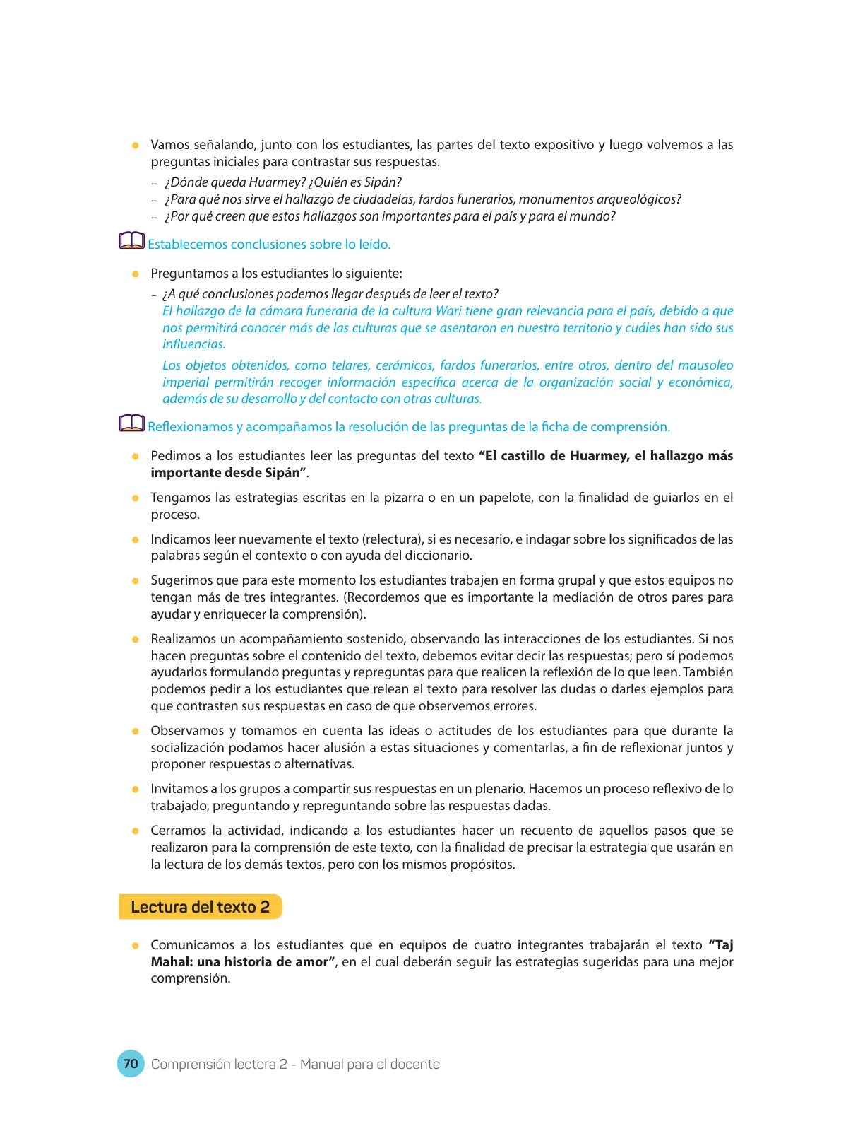 Página 72 de Comprensión lectora : manual para el docente de segundo grado de Secundaria 2018 · 2018