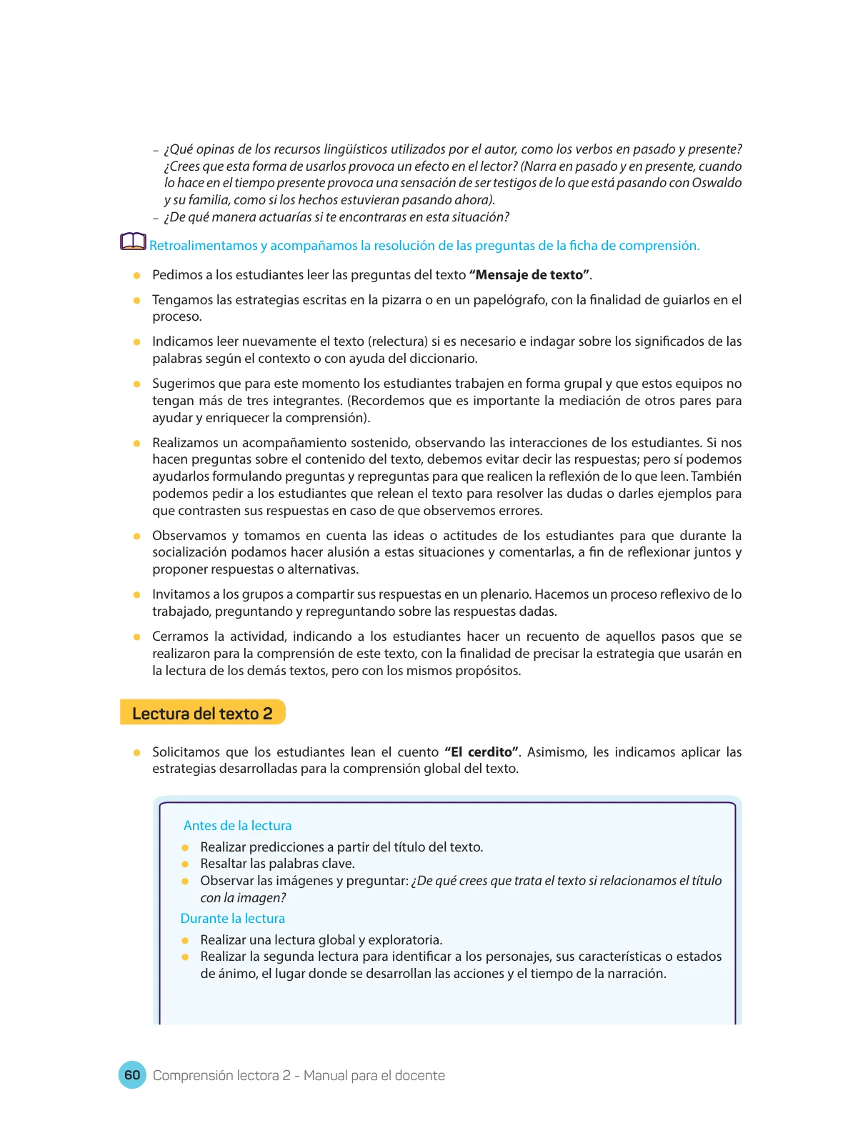 Página 62 de Comprensión lectora : manual para el docente de segundo grado de Secundaria 2018 · 2018