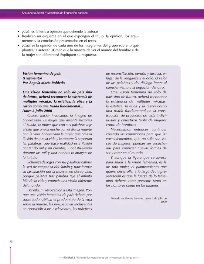 Página 170 de Lenguaje 7° · Secundaria Activa