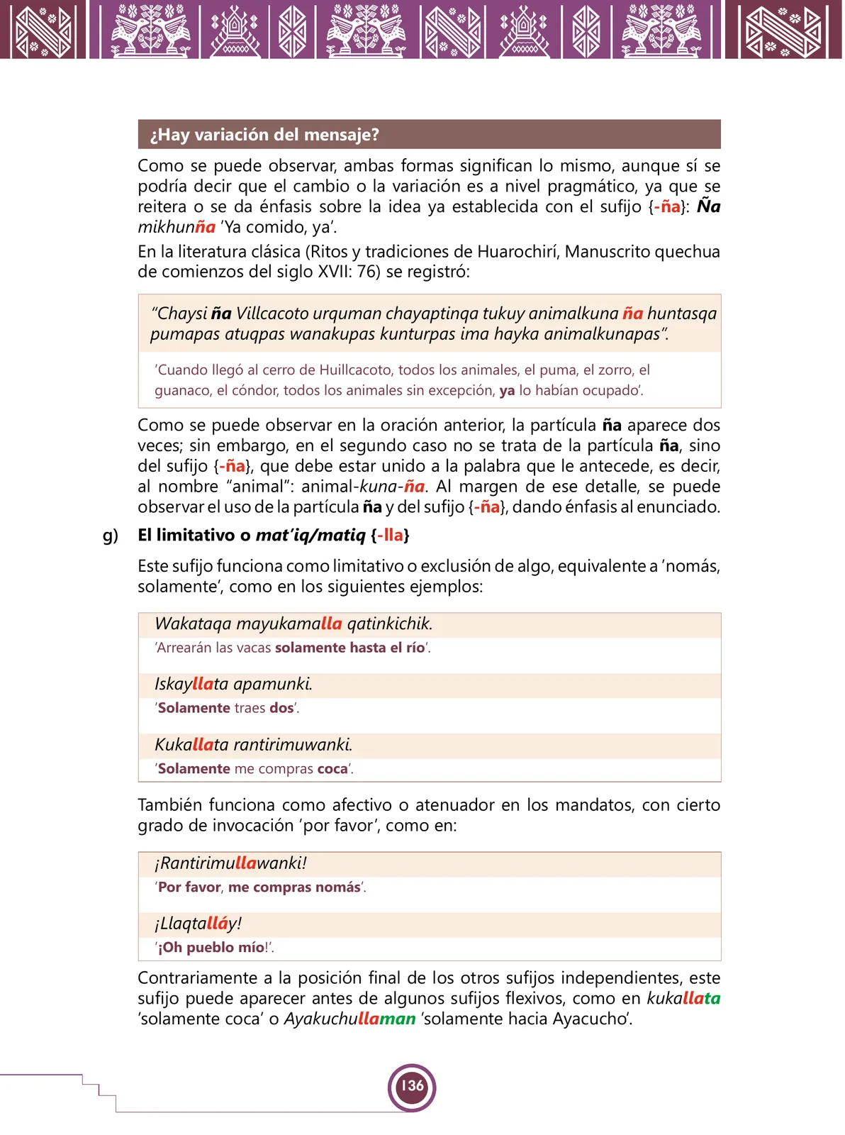 Página 138 de Urin Qichwa Qillqay Yachana Mayt'u = Manual de escritura quechua sureño · 2021
