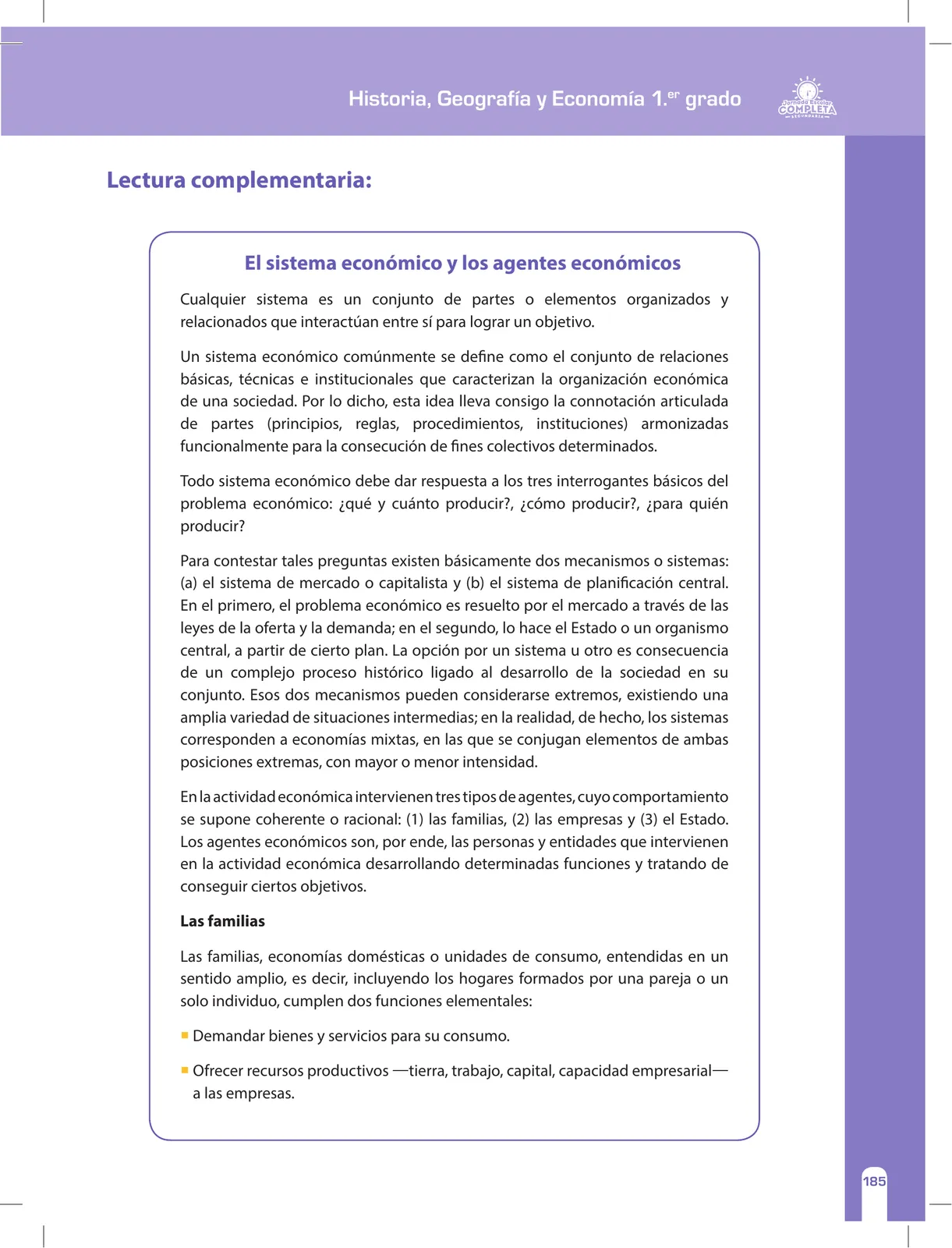 Página 185 de Historia, Geografía y Economía 1 : cuaderno de reforzamiento pedagógico - JEC · 2016