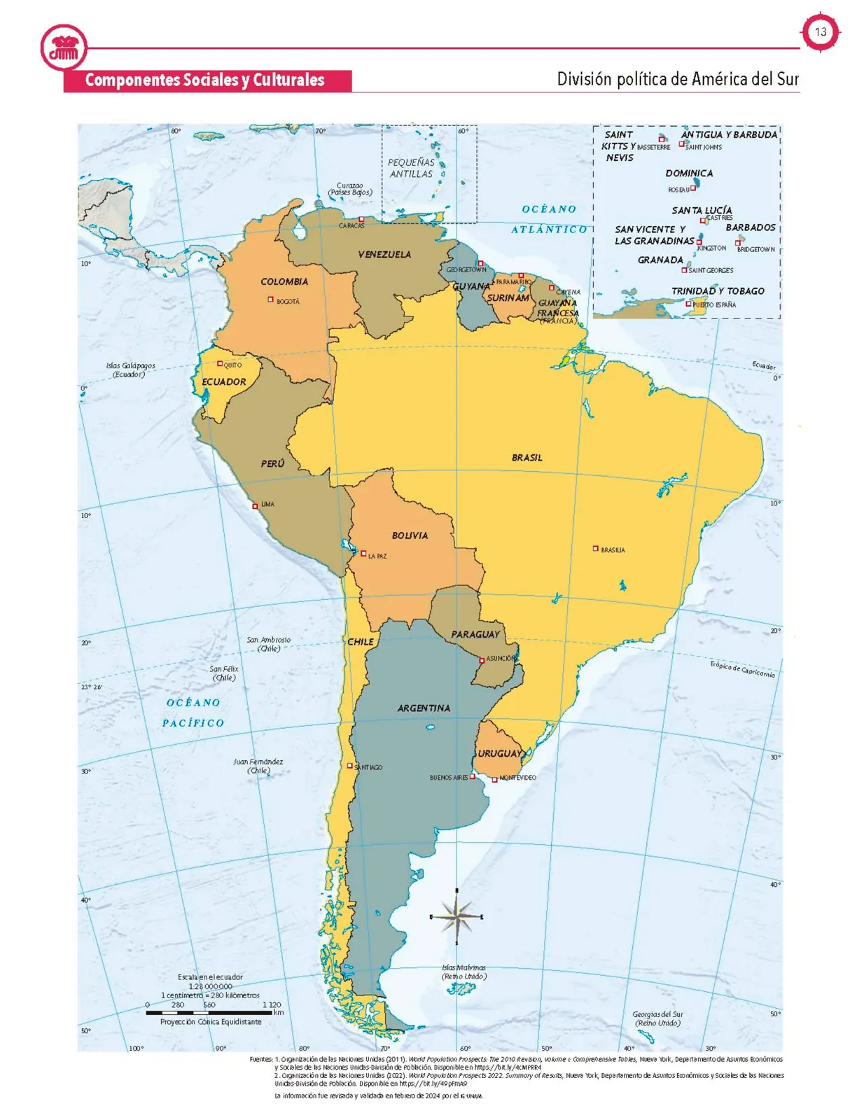 Página 14 de Cartografía de México y el mundo. Libro de Educación Primaria Grado 4° Ciclo Escolar 2025 - 2026