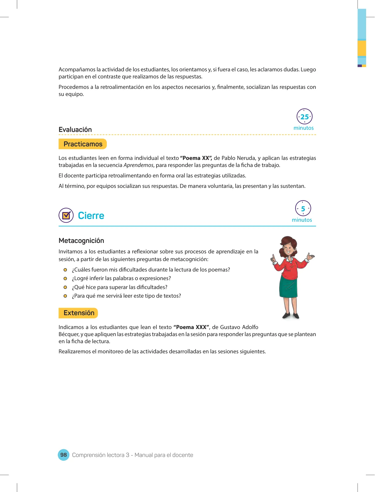Miniatura página 100 de Comprensión lectora 3 : manual para el docente de tercer grado de Secundaria · 2017
