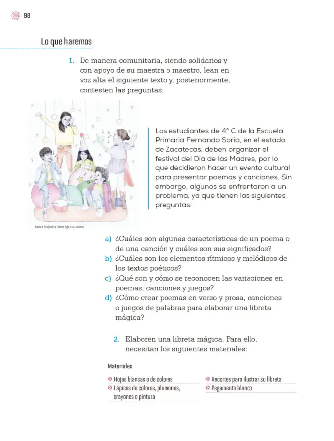 Página 101 de Proyectos de Aula. Libro de Educación Primaria Grado 4° Ciclo Escolar 2025 - 2026