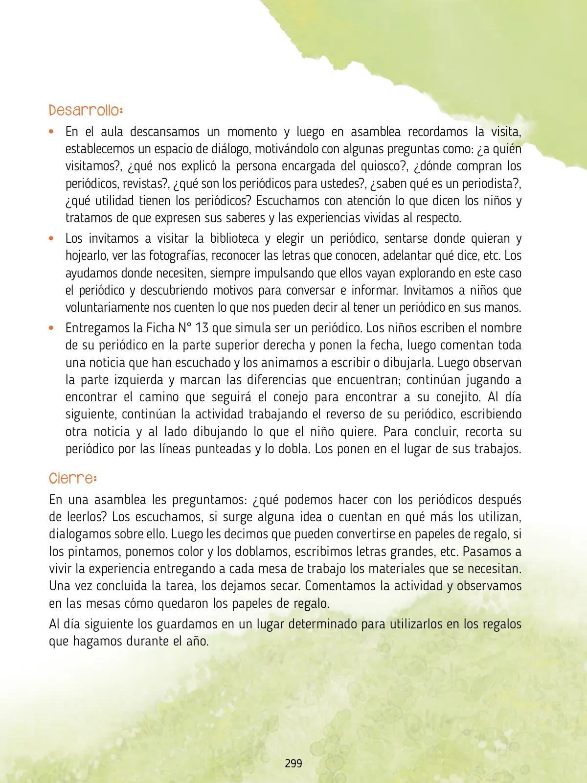 Página 301 de Agenda pedagógica 2017-2018 para docentes de II Ciclo de Instituciones de nivel de Educación Inicial · 2017