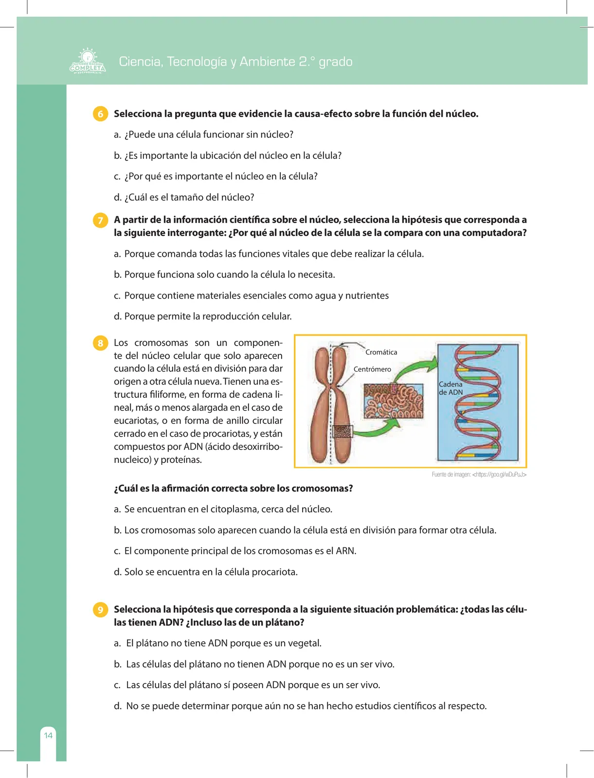 Página 14 de Ciencia, Tecnología y Ambiente 2 : cuaderno de reforzamiento pedagógico - JEC · 2016