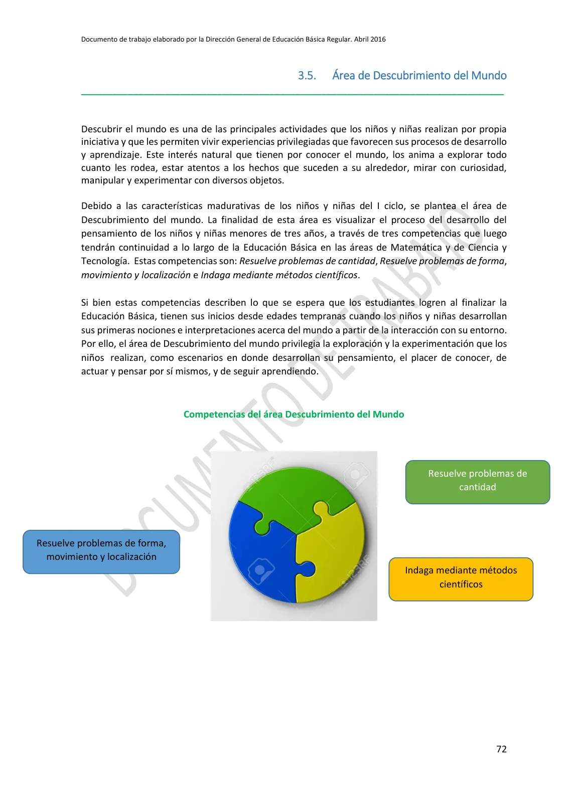 Miniatura página 72 de Programa curricular de Educación Inicial · 2016