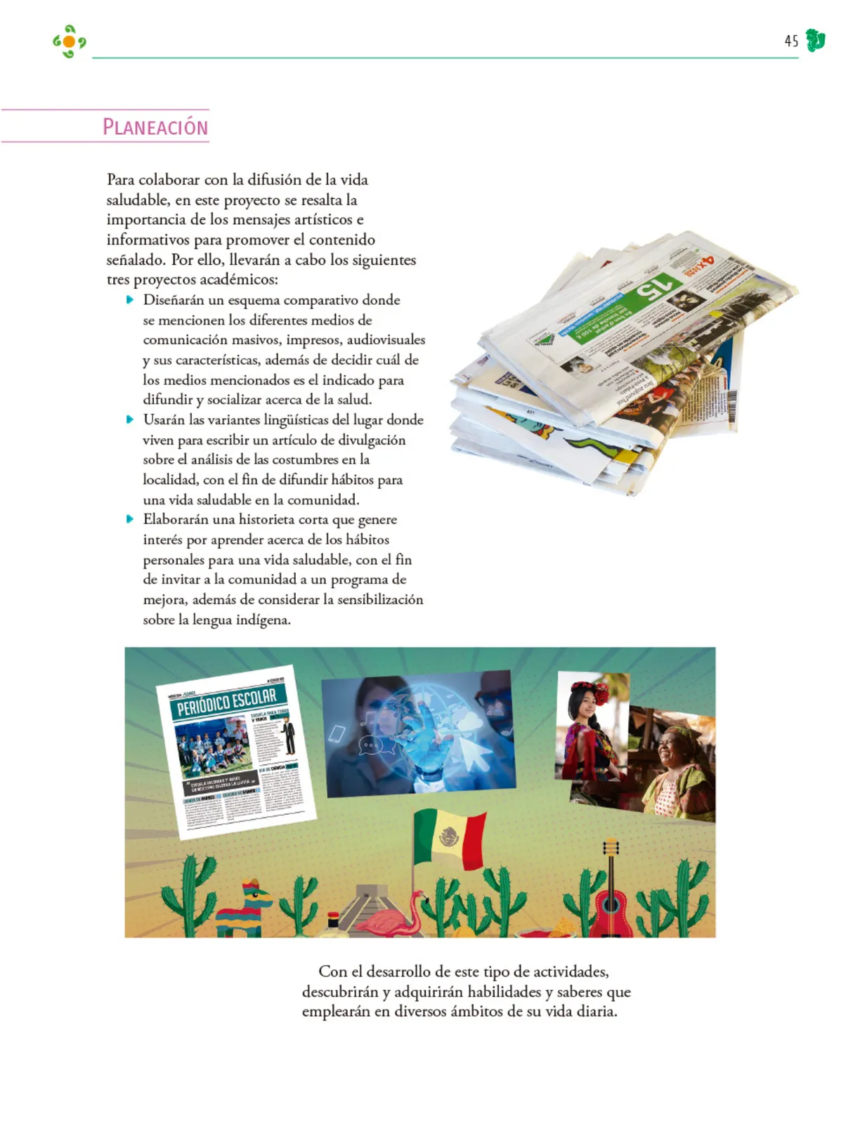 Página 46 de Colección Ximhai. Nuestro libro de Proyectos. Tomo III. Libro de Educación Telesecundaria Grado 1° Ciclo Escolar 2025 - 2026