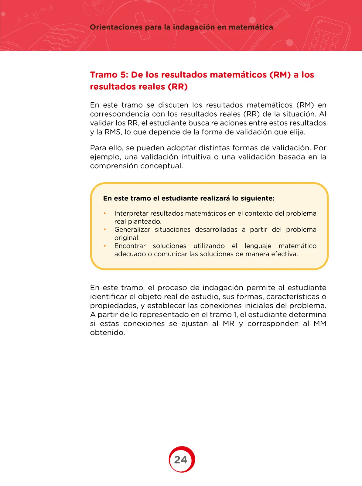 Página 24 de Orientaciones para la indagación en Matemática · 2024