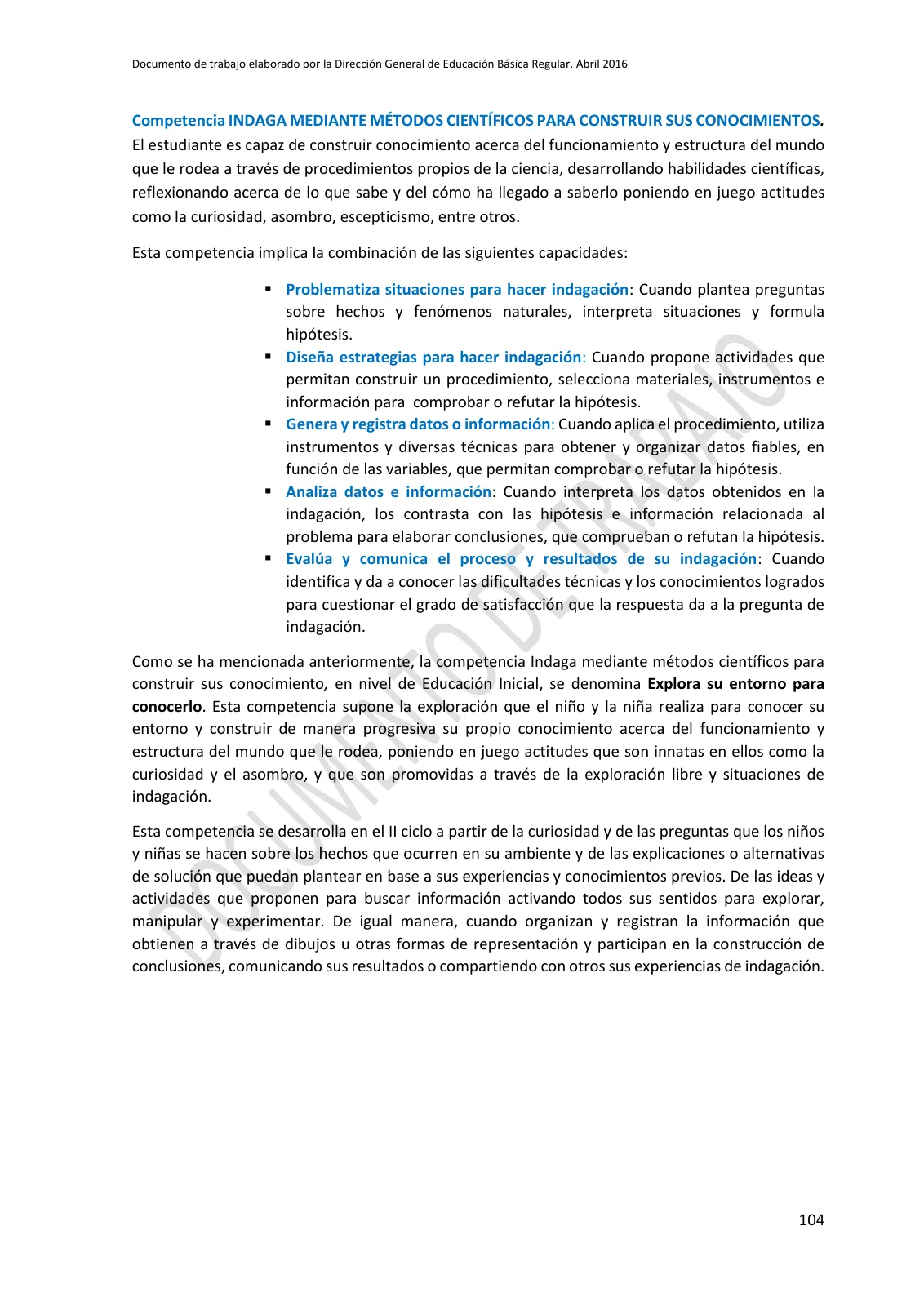 Miniatura página 104 de Programa curricular de Educación Inicial · 2016