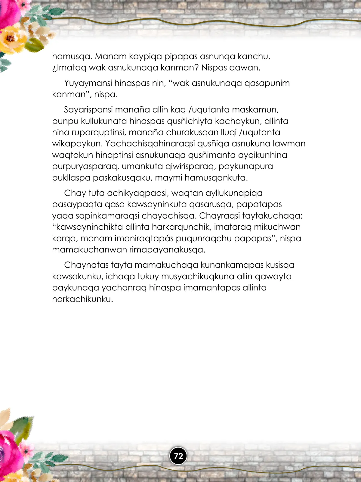 Página 74 de Llaqtanchikpa kawsayninkuna - Chanka : saberes de los pueblos - Comunicación y Ciencia y Tecnología quechua, variante Chanca · 2021
