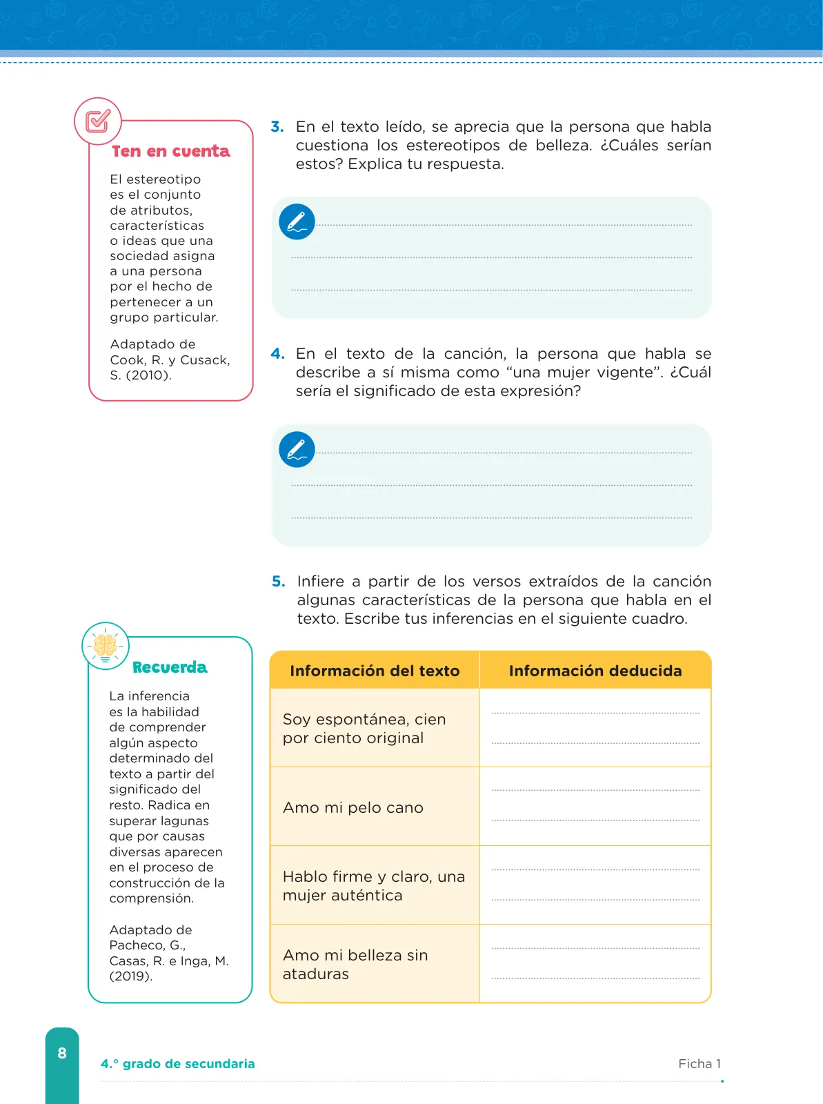 Miniatura página 10 de Fichas de aprendizaje de Comunicación 4 · 2024