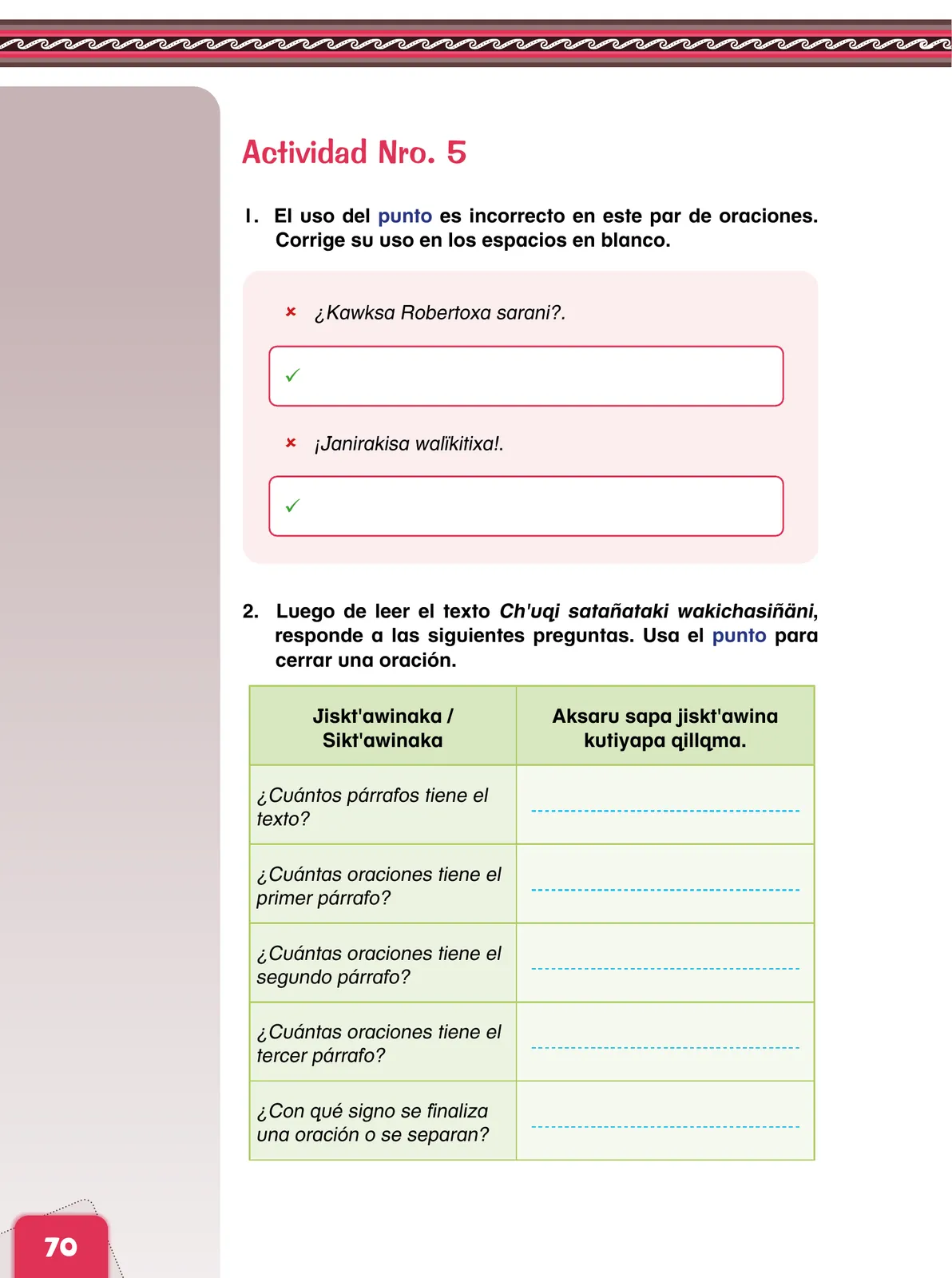 Miniatura página 72 de Aymara arutha chiqapa qillqañataki panka = Manual de escritura Aimara · 2021