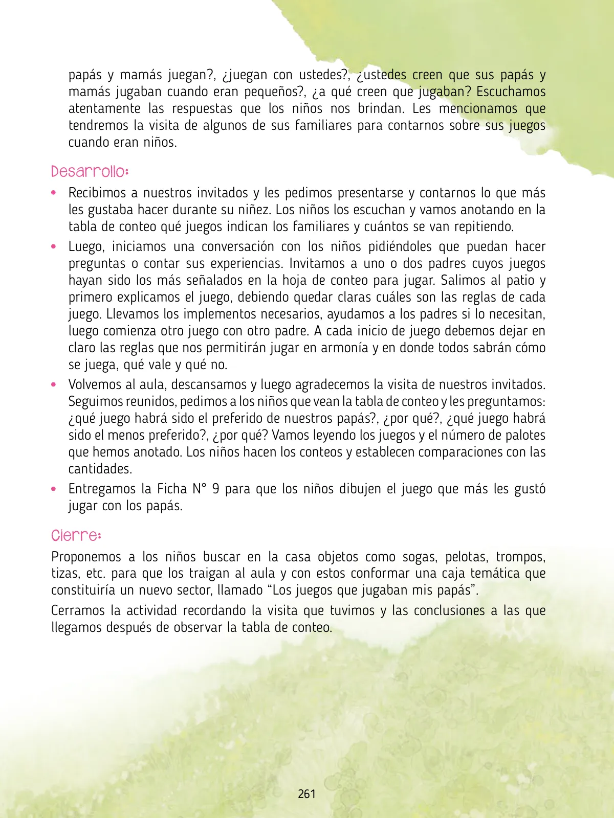 Página 263 de Agenda pedagógica 2017-2018 para docentes de II Ciclo de Instituciones de nivel de Educación Inicial · 2017