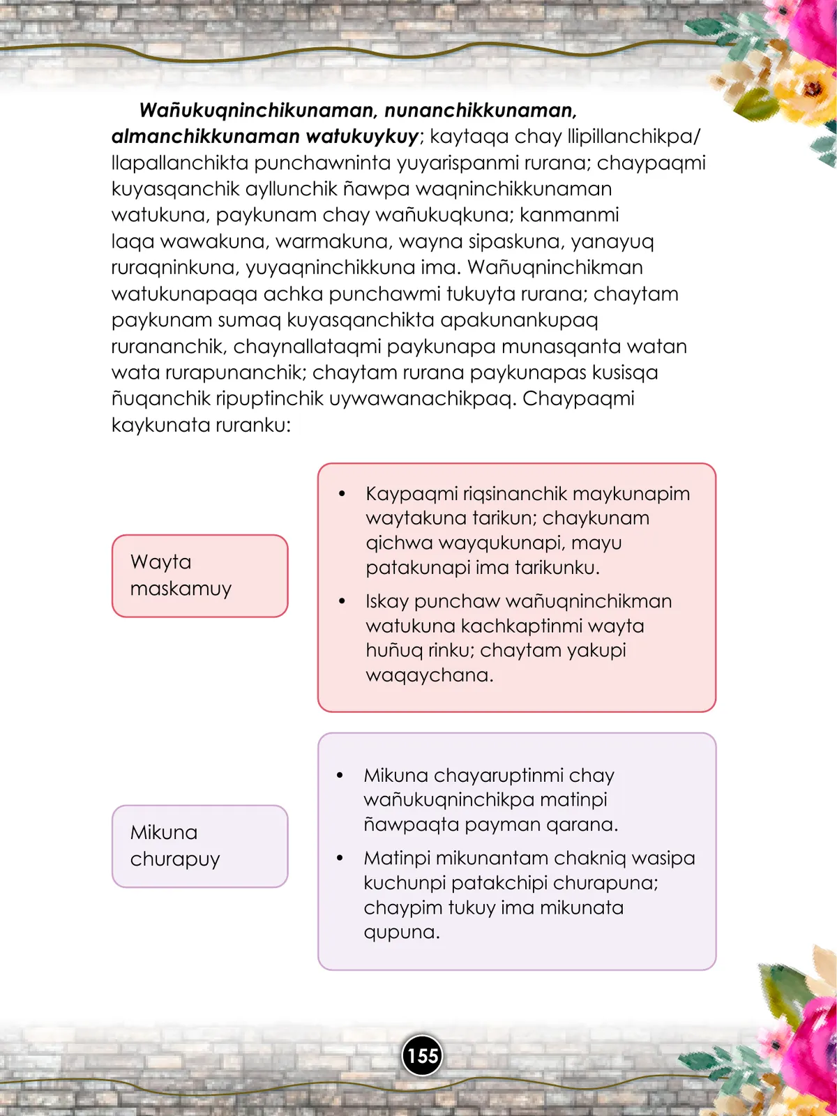 Página 157 de Llaqtanchikpa kawsayninkuna - Chanka : saberes de los pueblos - Comunicación y Ciencia y Tecnología quechua, variante Chanca · 2021