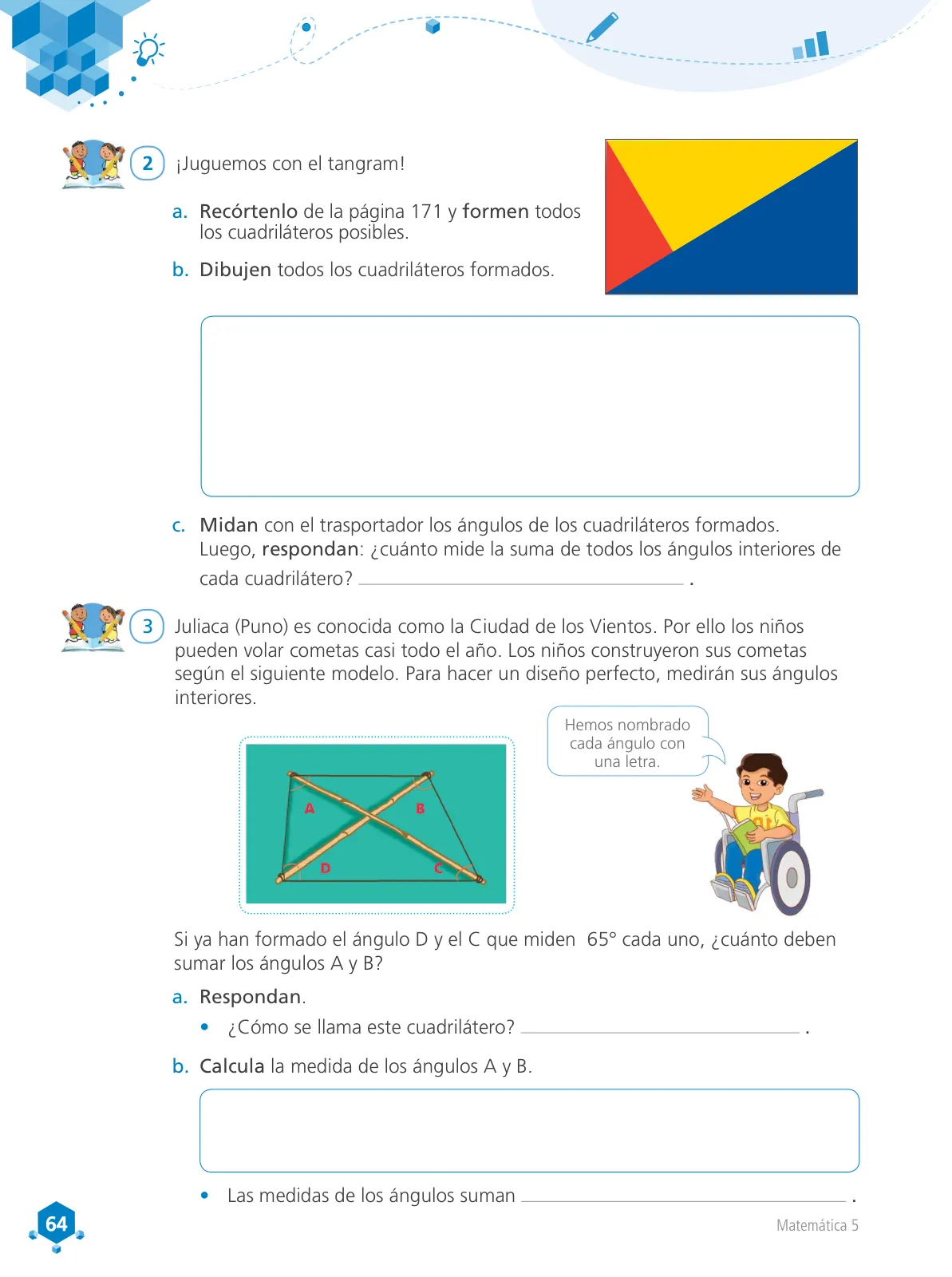 Página 65 de Matemática 5 : cuaderno de trabajo para quinto grado de Educación Primaria 2018 · 2018